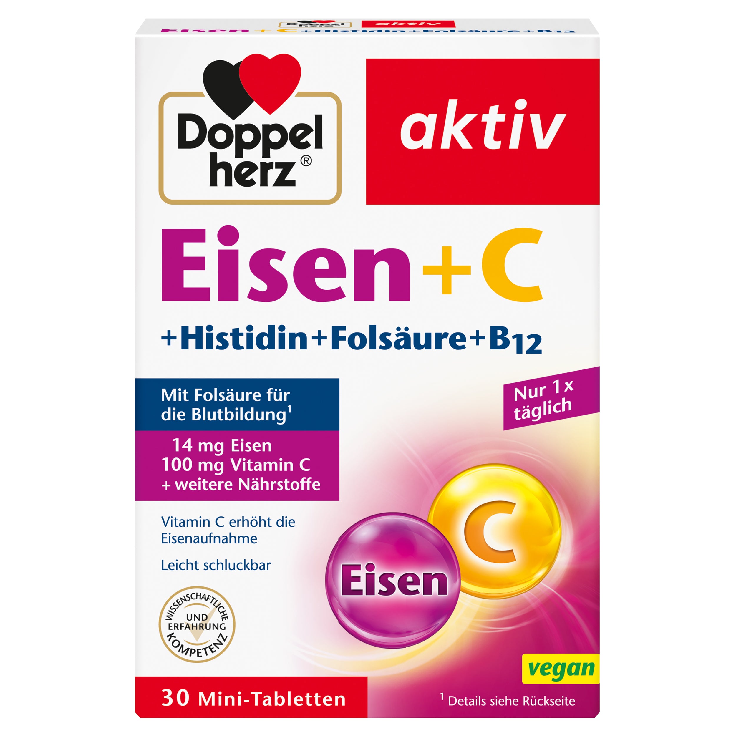Eisen + C + Histidin + Folsäure (30 Tabletten)