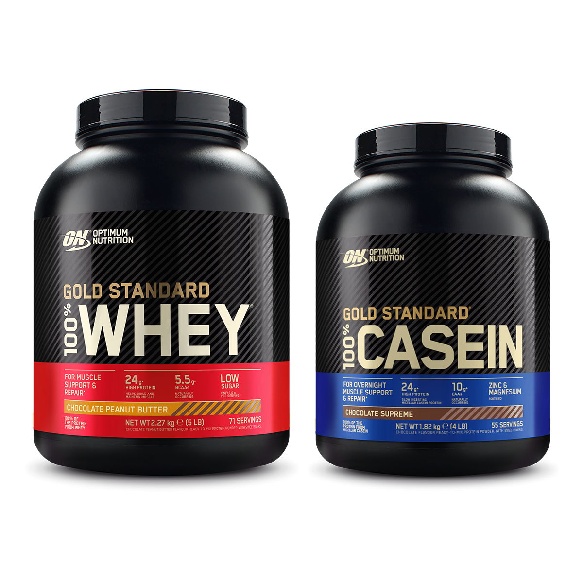 100% Whey Gold Standard (2270g) + 100% Casein (1818g)