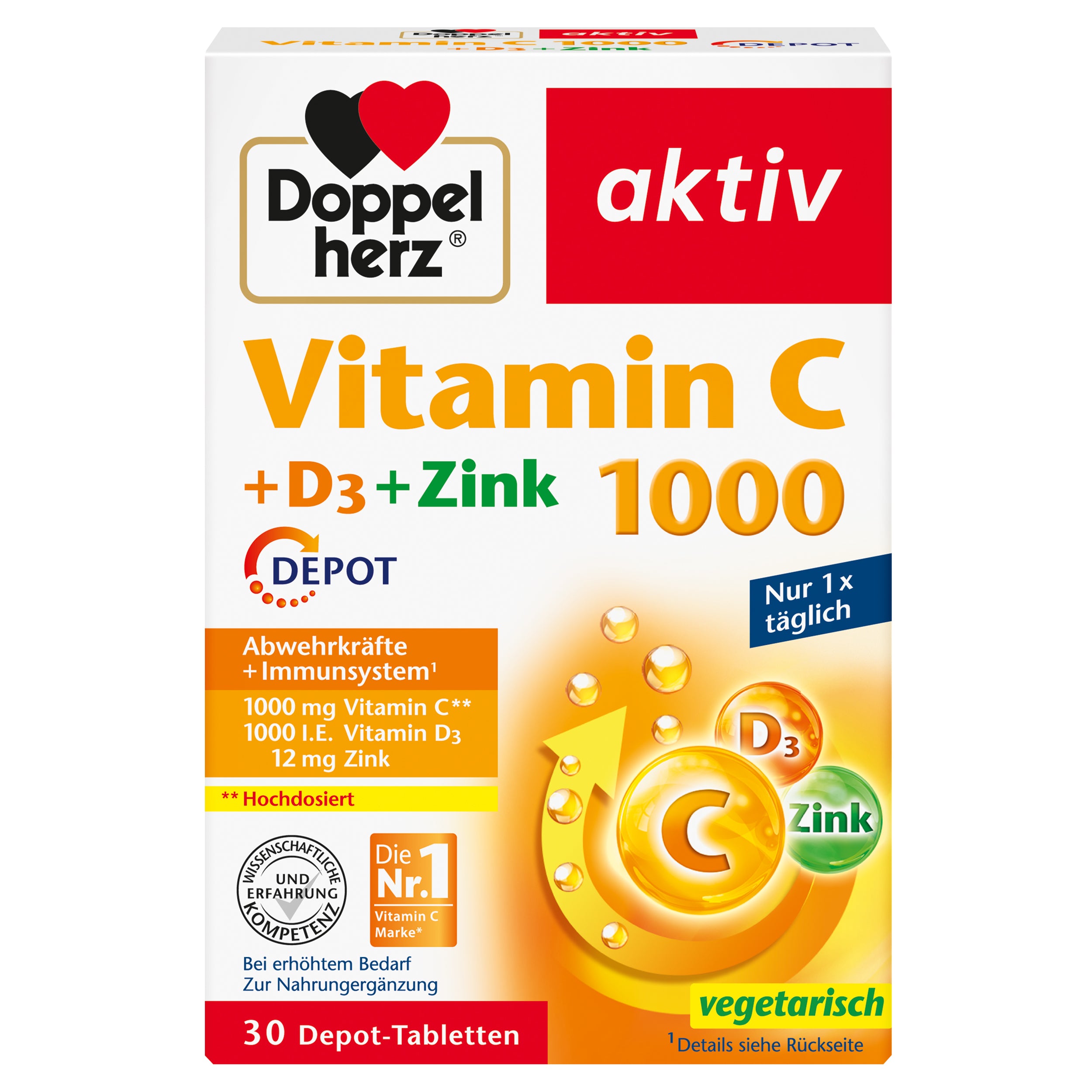 Vitamin C 1000 + D3 + Zink Depot (30 Tabletten)