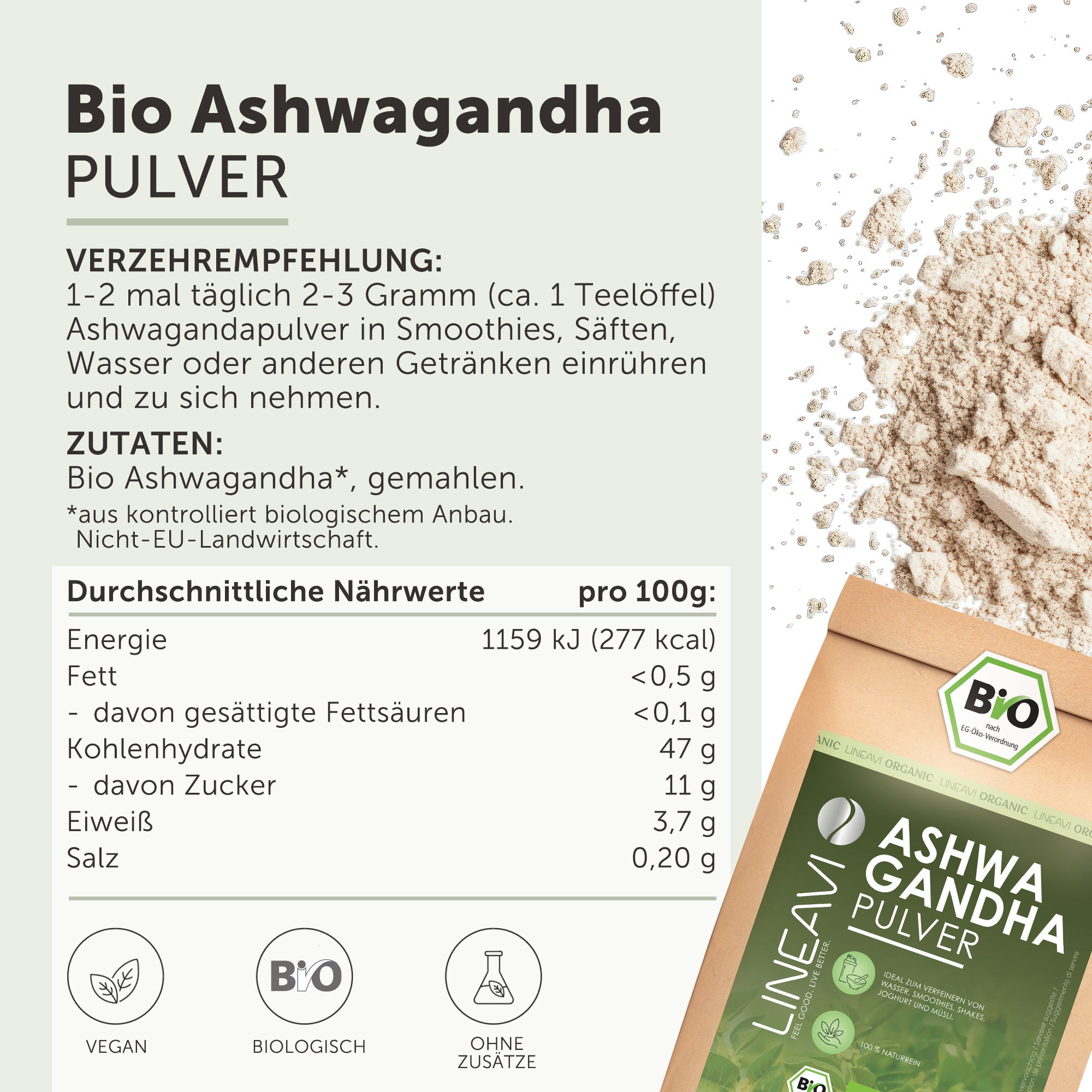 Ashwagandhapulver bio (1000g)