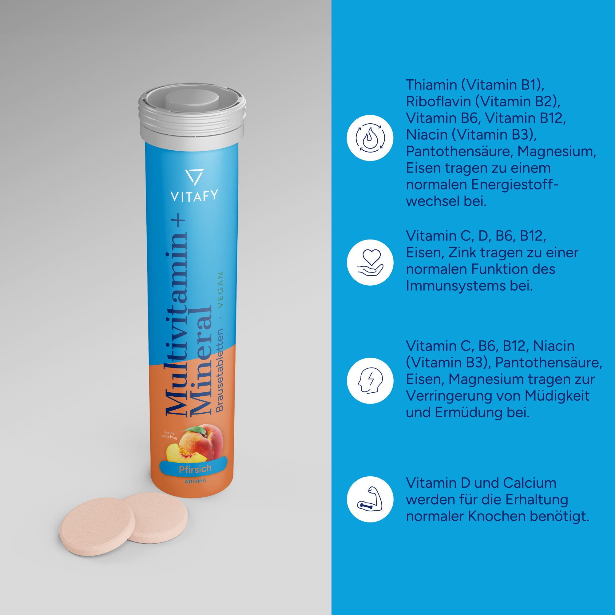 Multivitamin + Mineral - Pfirsich (20 Brausetabletten) - 6er Pack