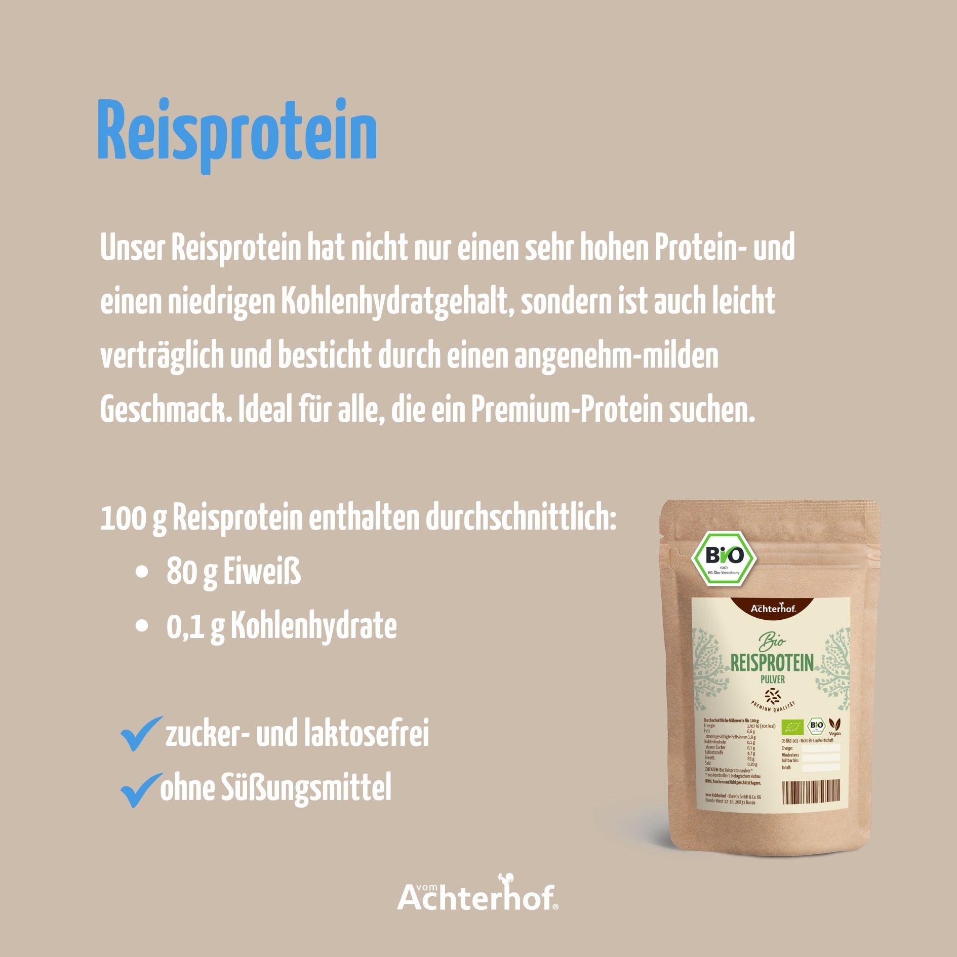 Reisprotein Pulver Bio (500g)