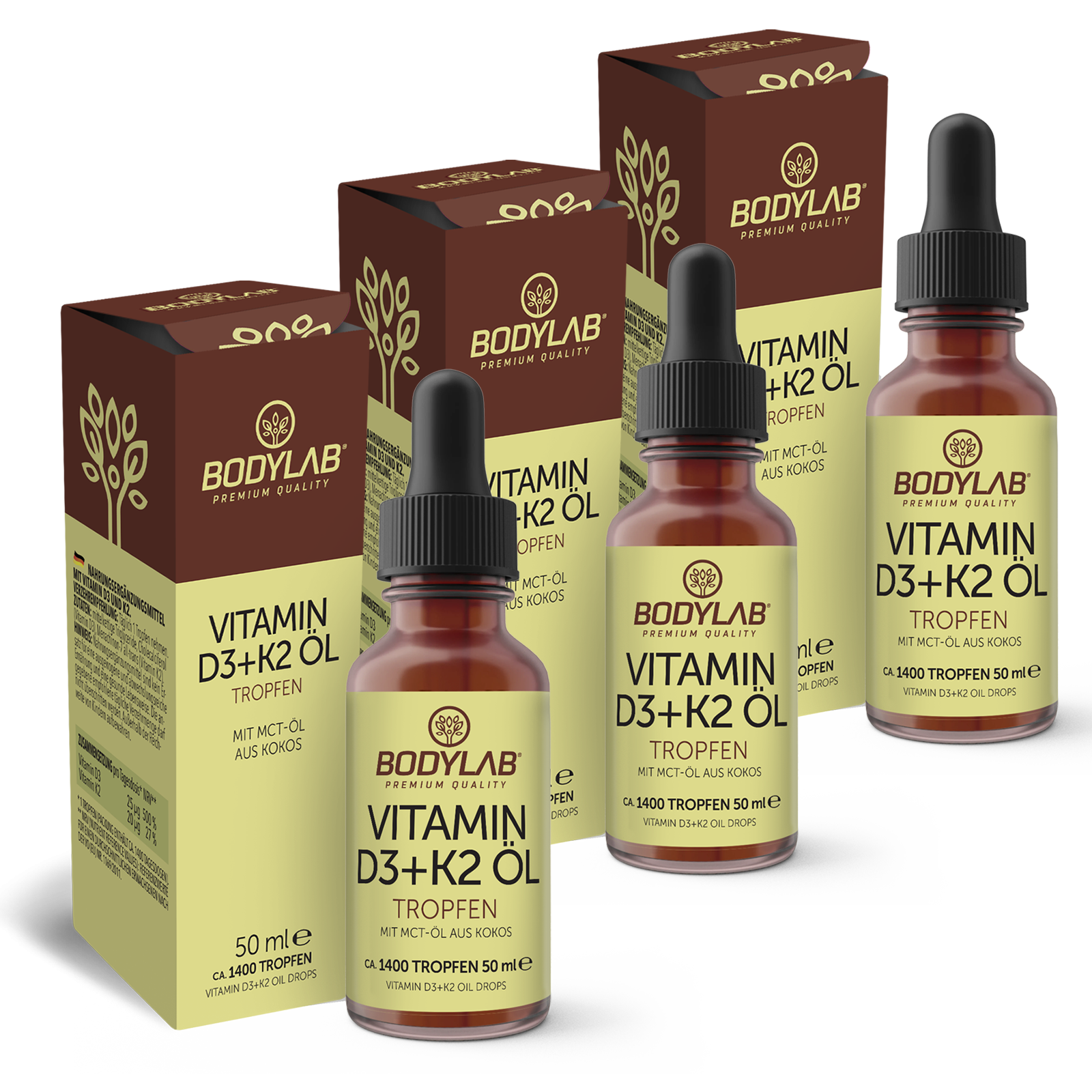 3 x Vitamin D3 + K2 Öl Tropfen (3 x 50ml)