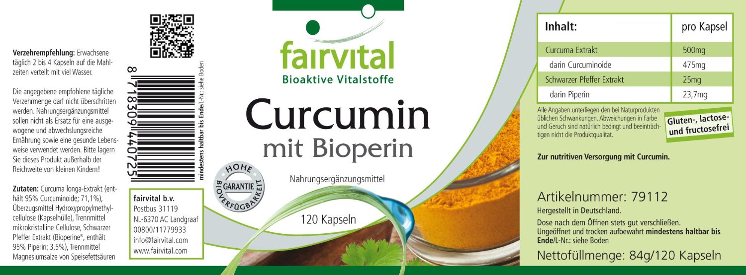 Curcumin mit Bioperin (120 Kapseln)