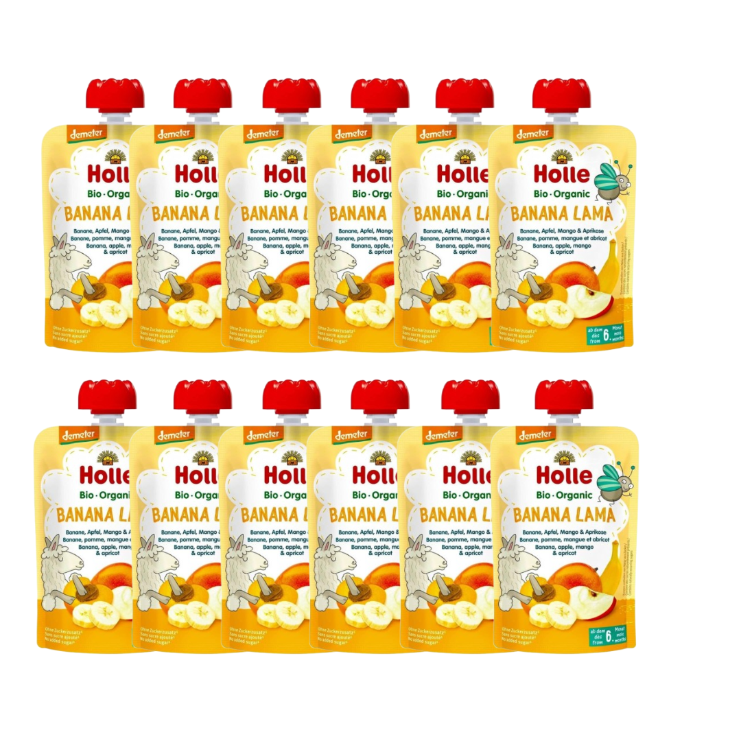 Demeter Banana Lama -12x100g - Pouchy Banane Apfel Mango & Aprikose ab dem 6. Monat