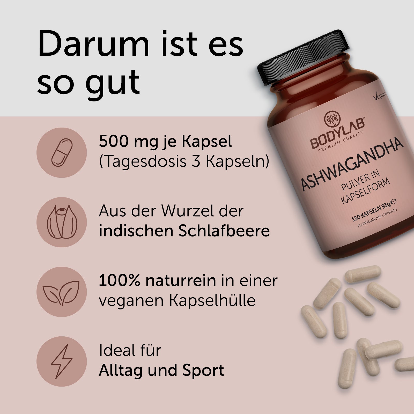 3 x Ashwagandha Pulver in Kapselform (3 x 150 Kapseln)