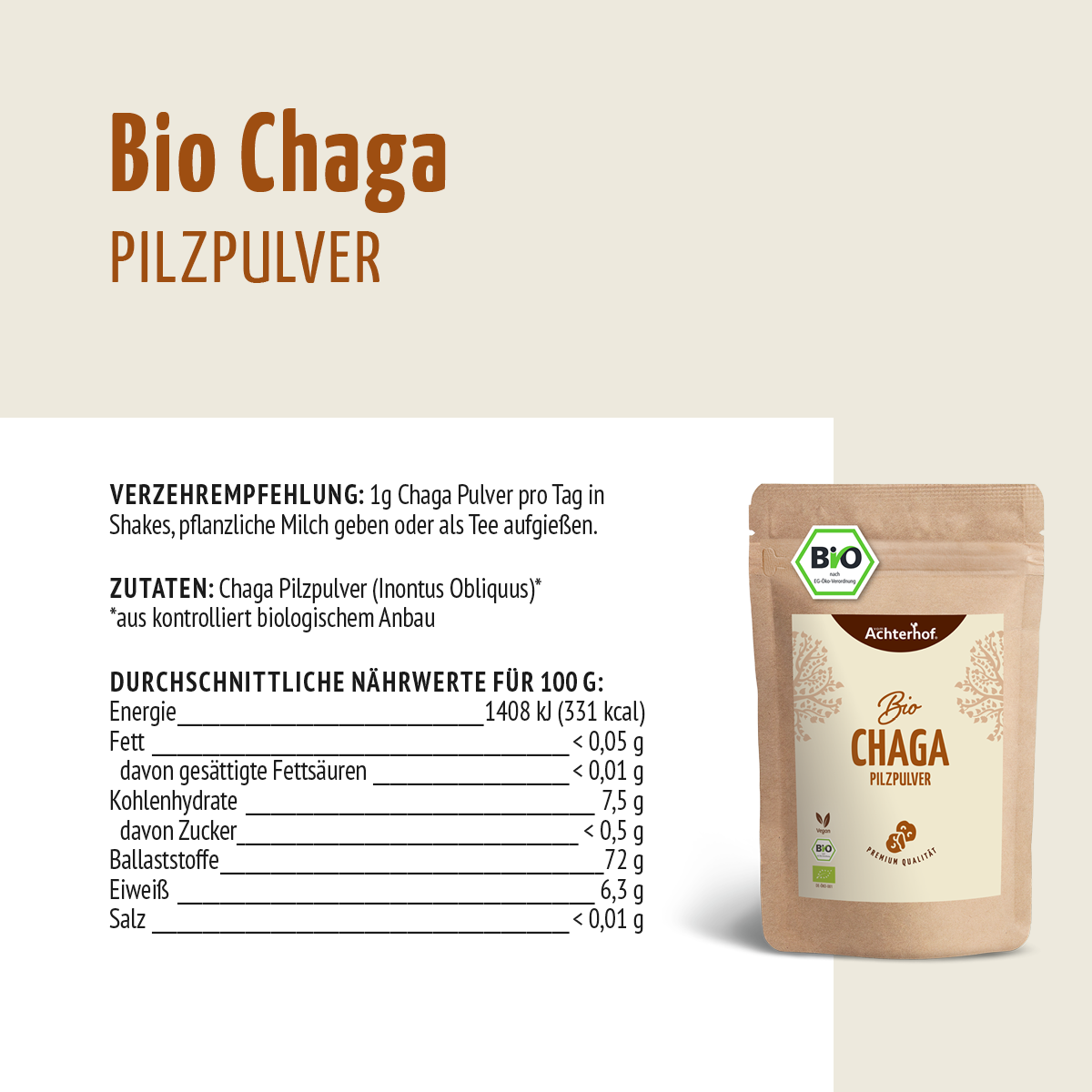 Bio Chaga Pilzpulver (250g)
