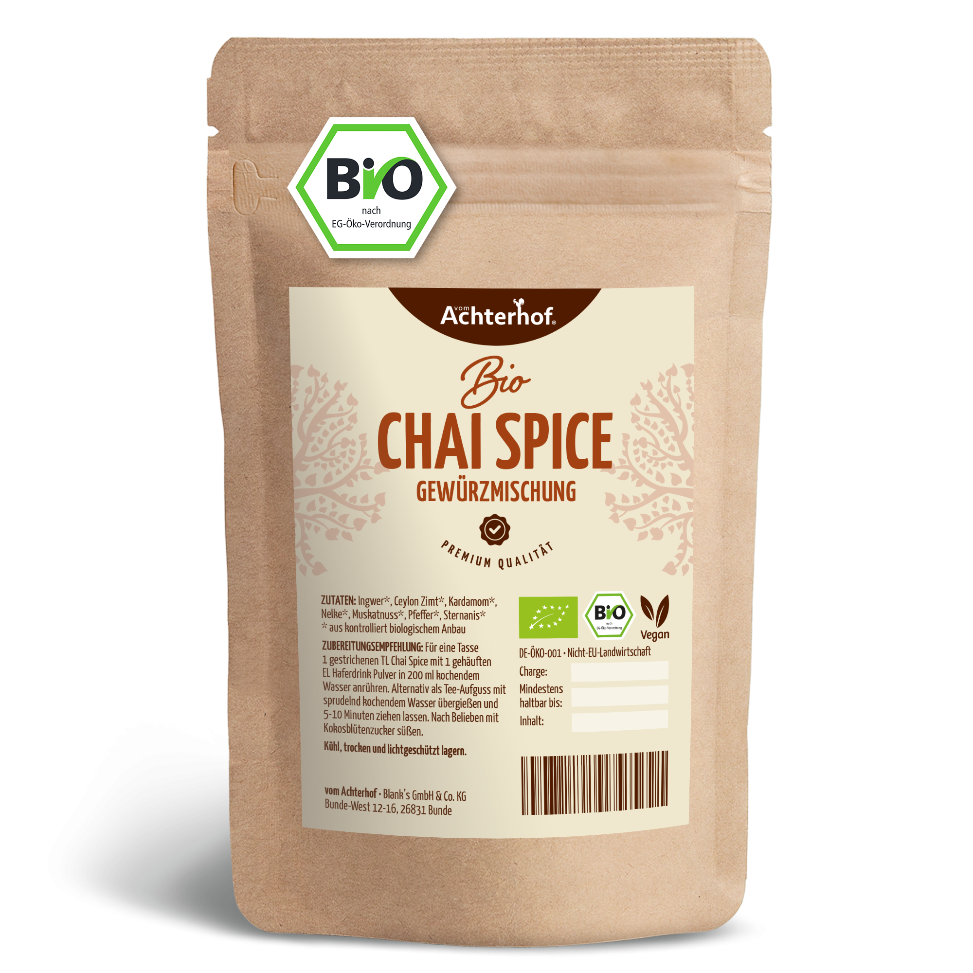 Bio Chai Spice Gewürzmischung – zuckerfrei (500g)