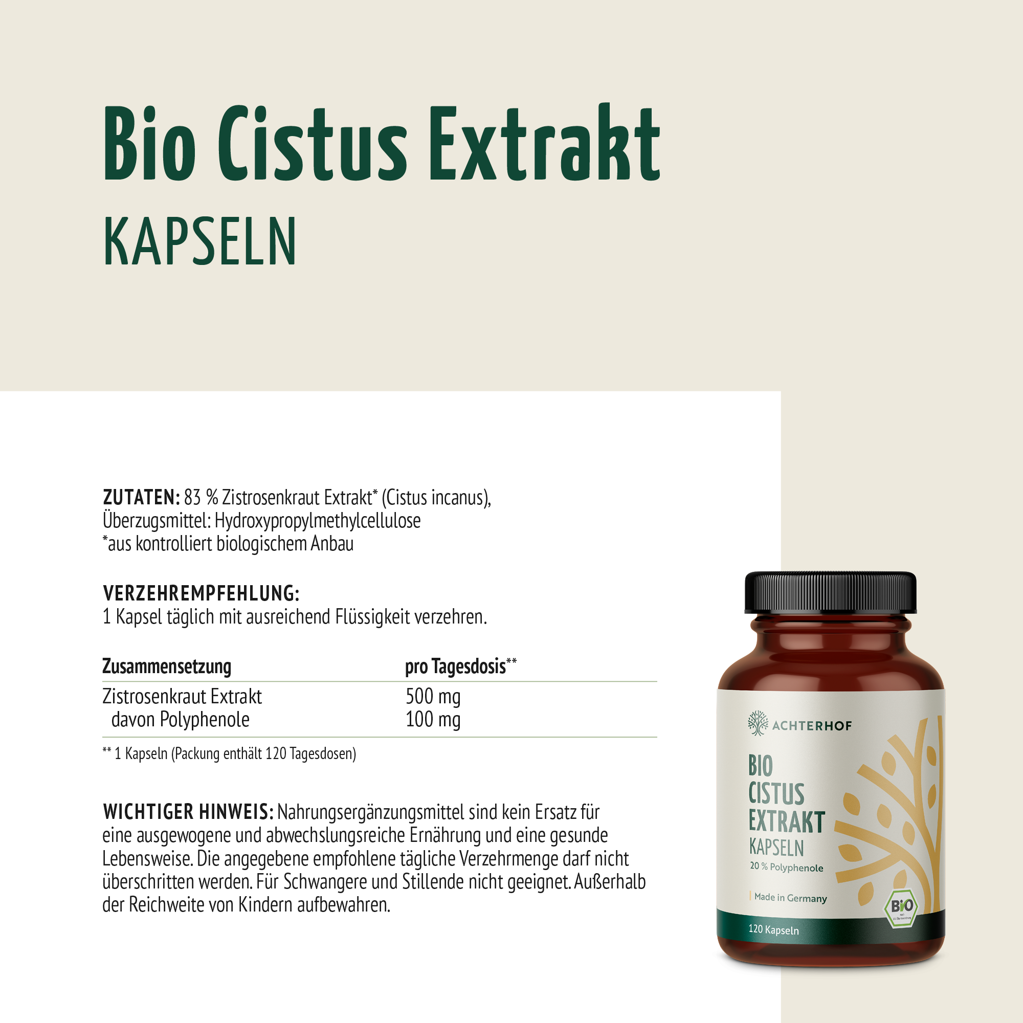 Bio Cistus Extrakt Kapseln (120 Kapseln)