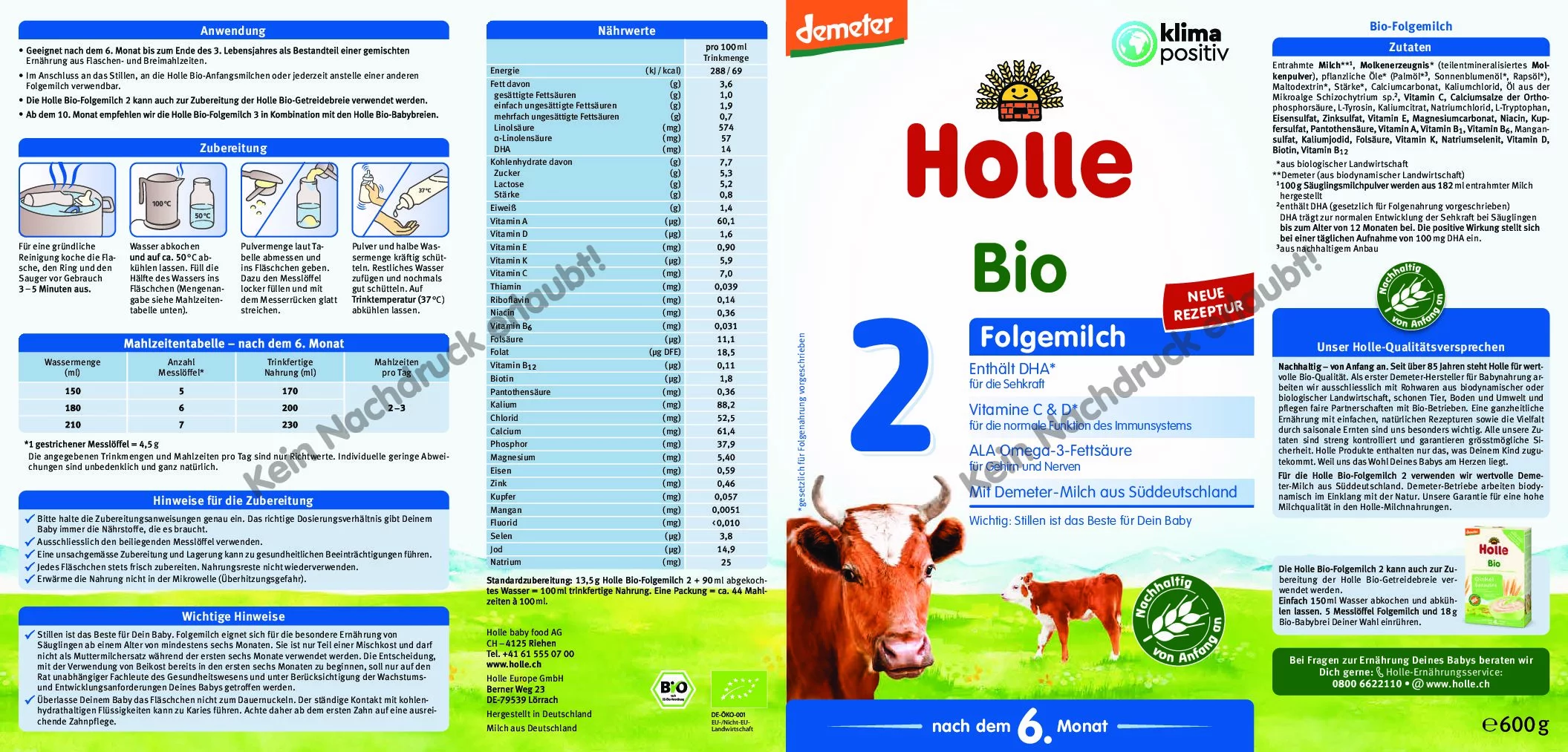 Demeter Folgemilch 2 - 4x600g - nach dem 6. Monat