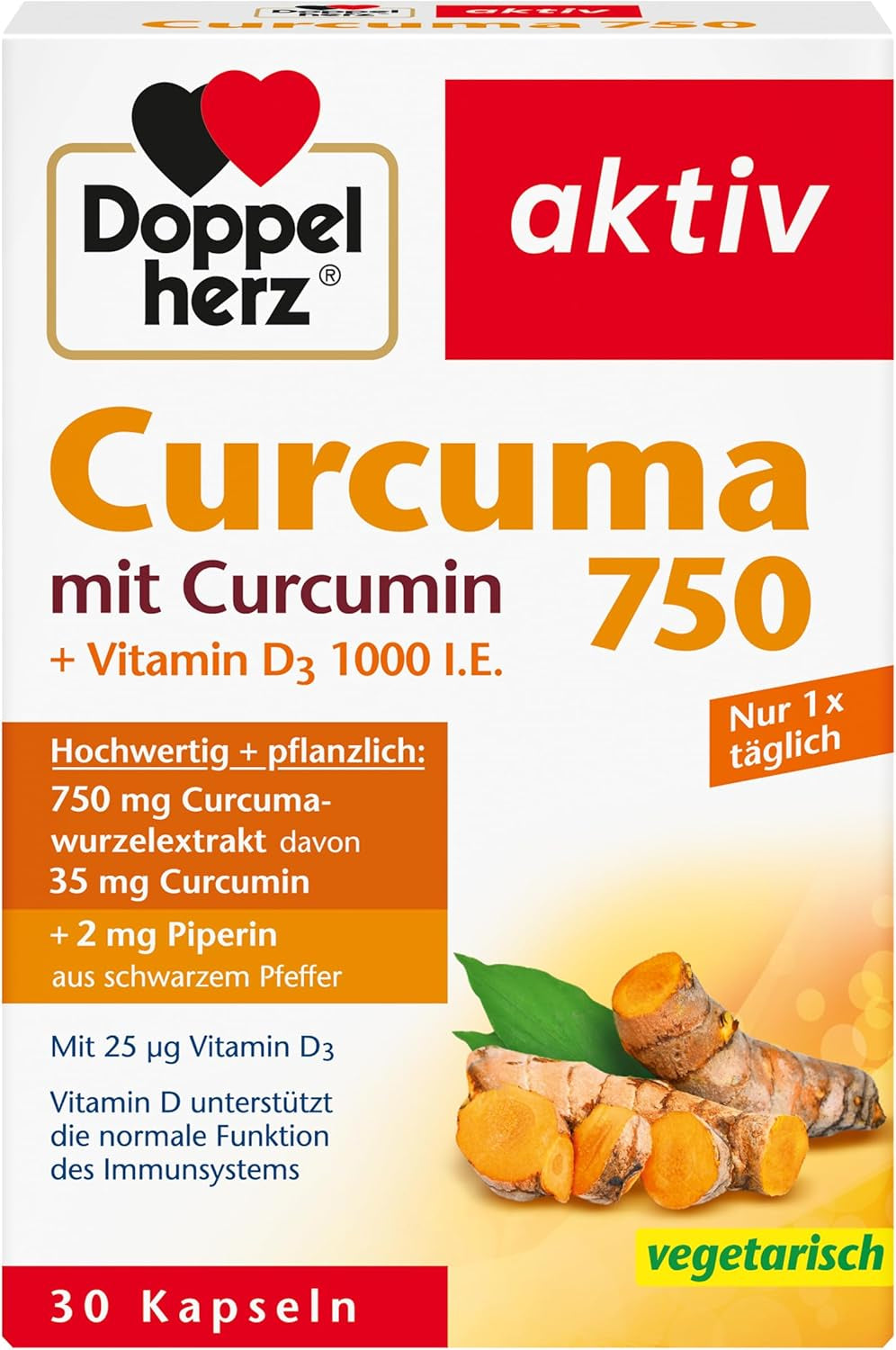 Curcuma 750 mit Curcumin + Vitamin D3 1000 I.E. (30 Kapseln)