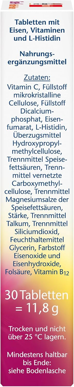 Eisen + C + Histidin + Folsäure (30 Tabletten)