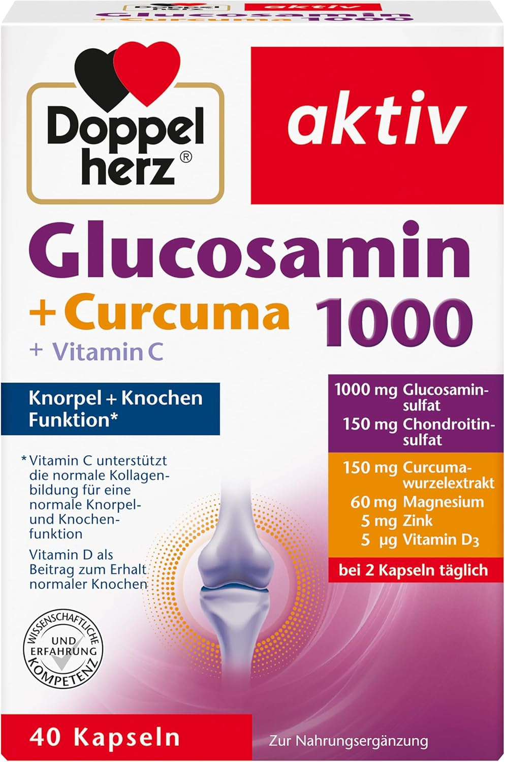 Glucosamin 1000 + Curcuma (40 Kapseln)