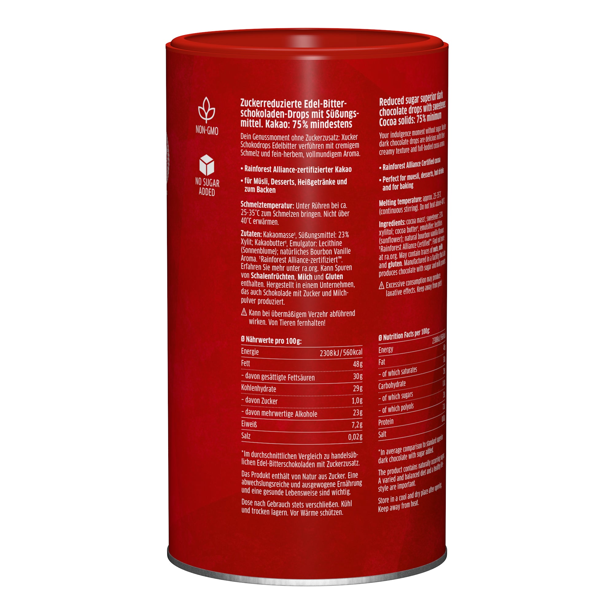 Vegane Schokodrops Edelbitter mit finnischem Xylit (750g)
