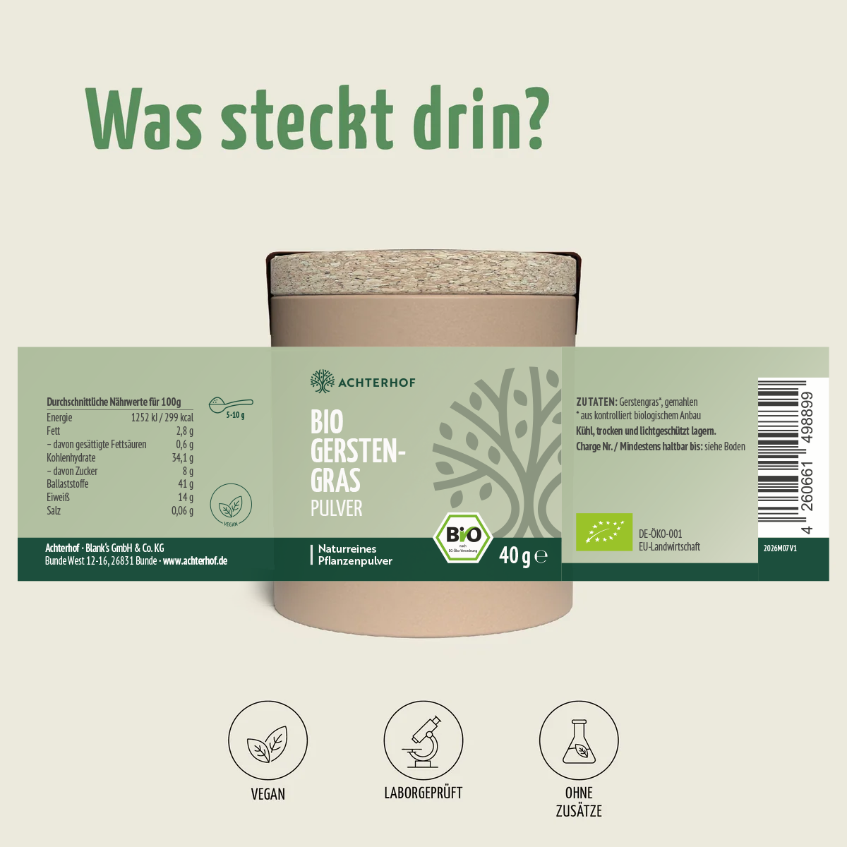 Bio Gerstengras Pulver (40g)