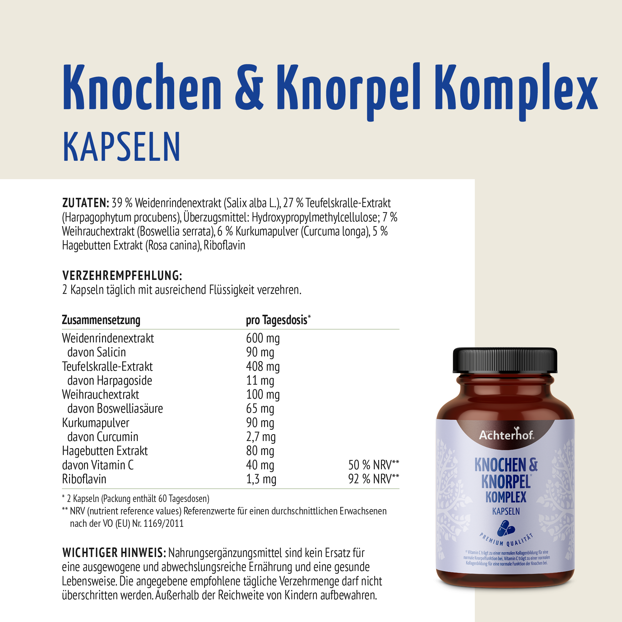Knochen & Knorpel Komplex (120 Kapseln)