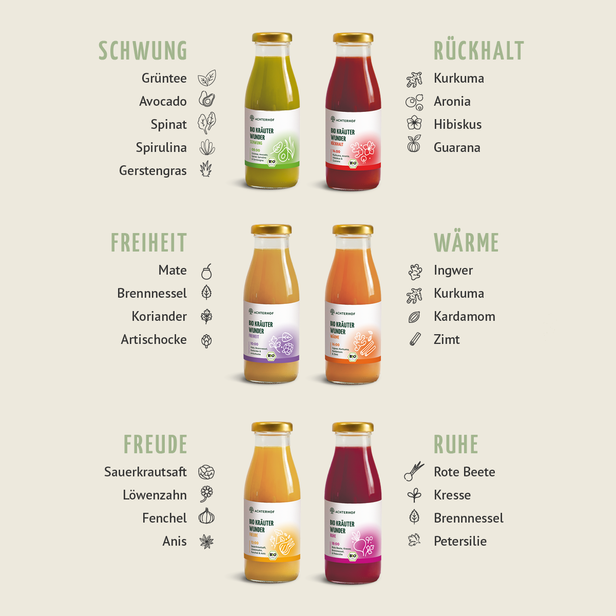 Kräuterwunder Bio Fastenkur 1 - 7 Tage (6 Flaschen pro Tag)