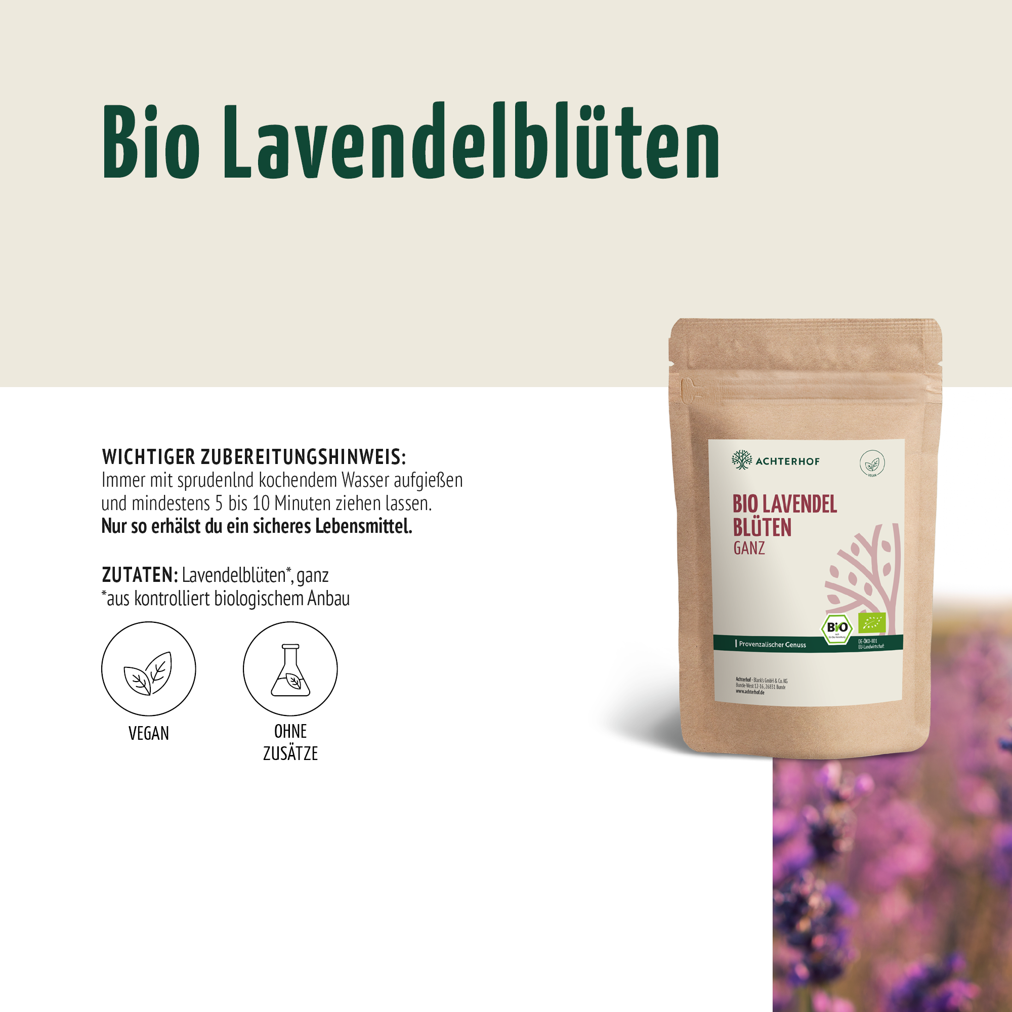 Lavendelblüten ganz Bio (250g)
