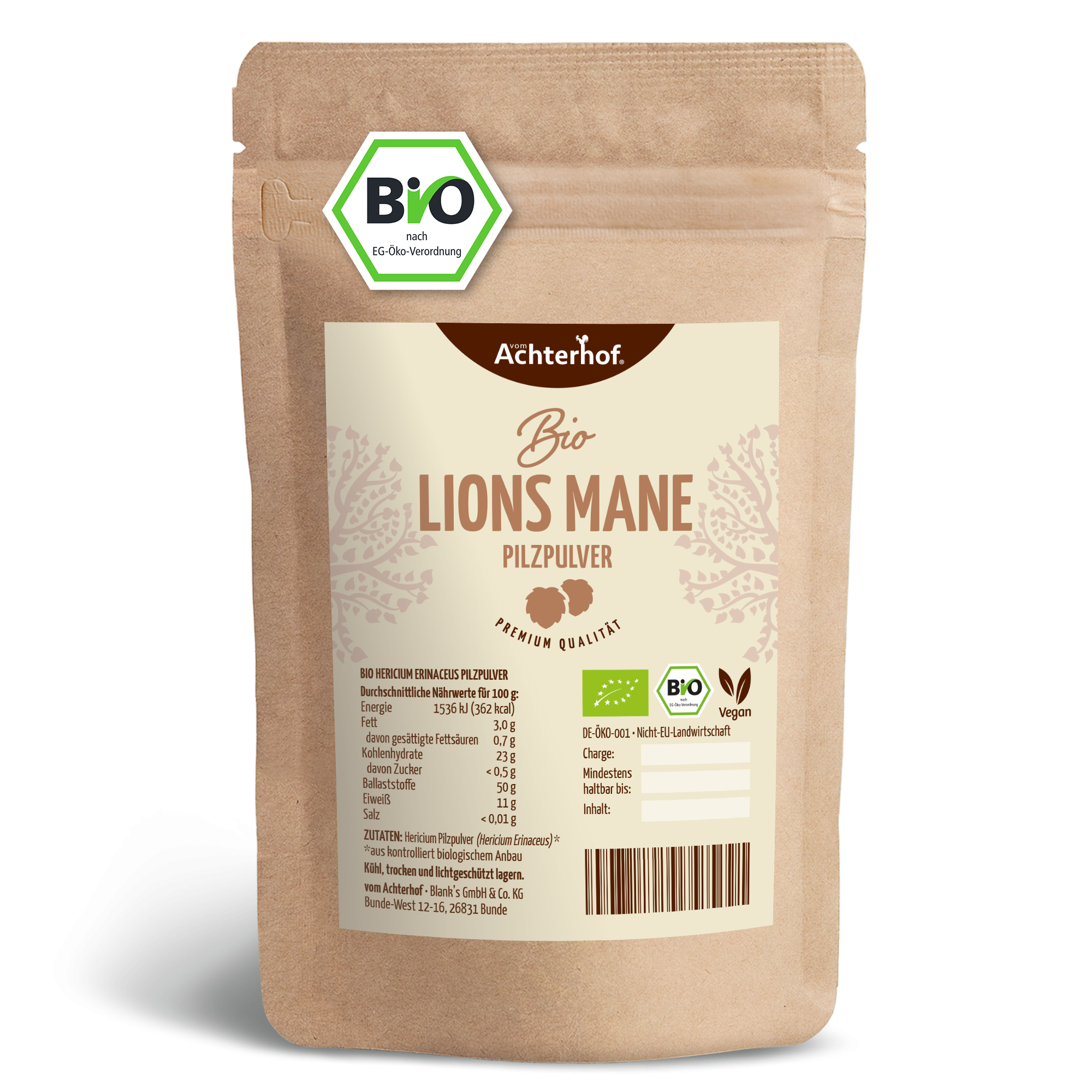 Bio Lions Mane Pilzpulver (100g)