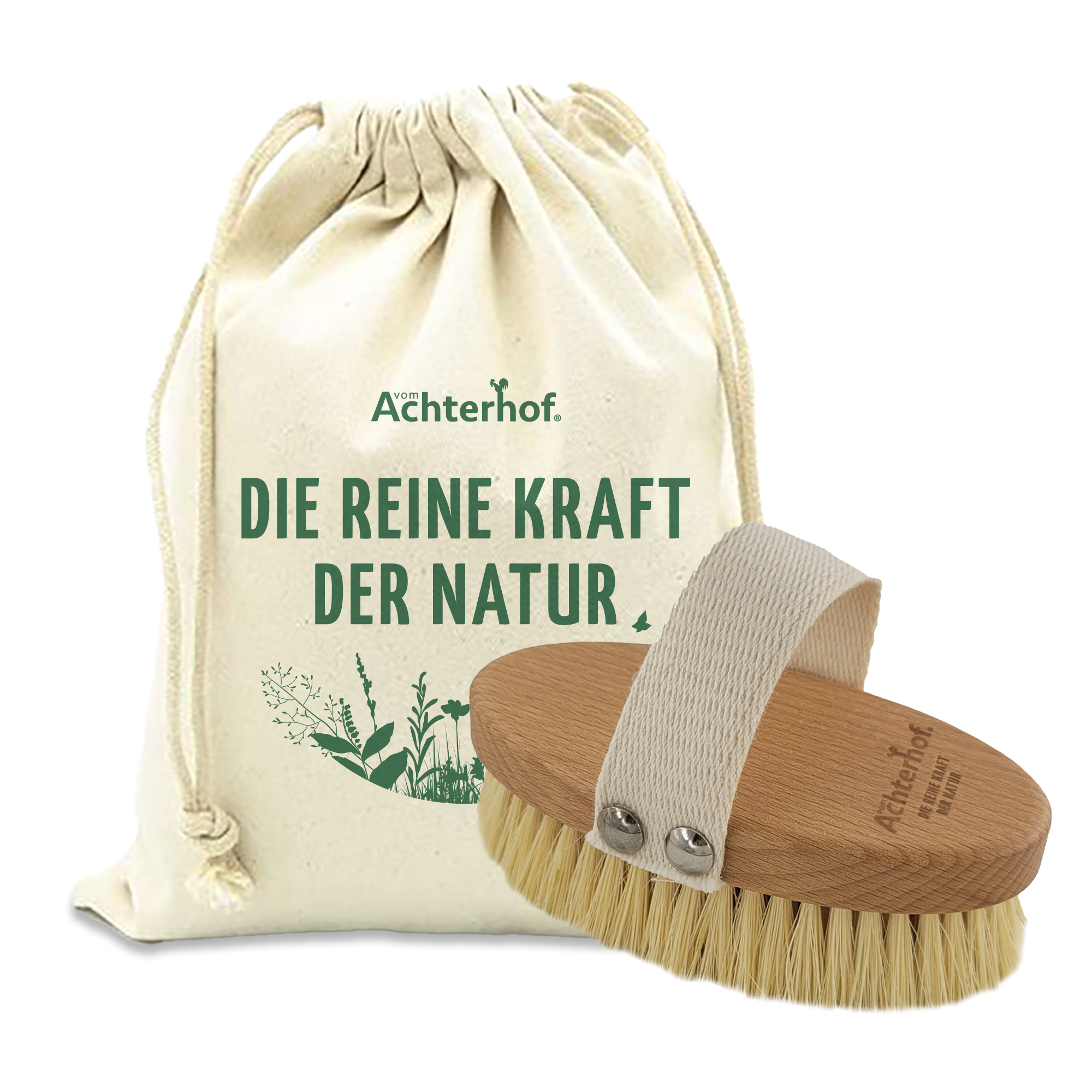 Massagebürste mit Borsten aus Pflanzenfasern