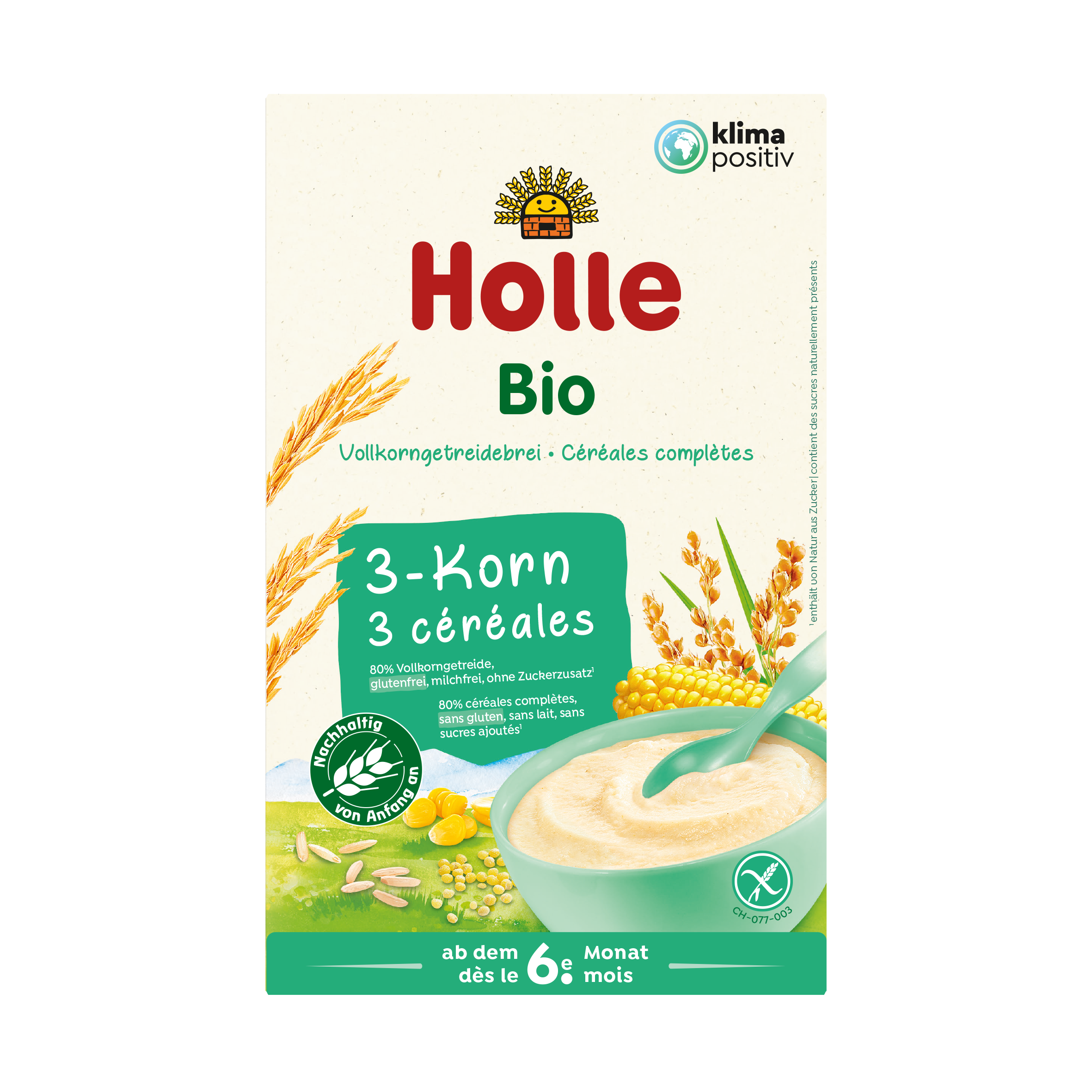 Bio-Vollkorngetreidebrei 3-Korn ab dem 6. Monat (250g)
