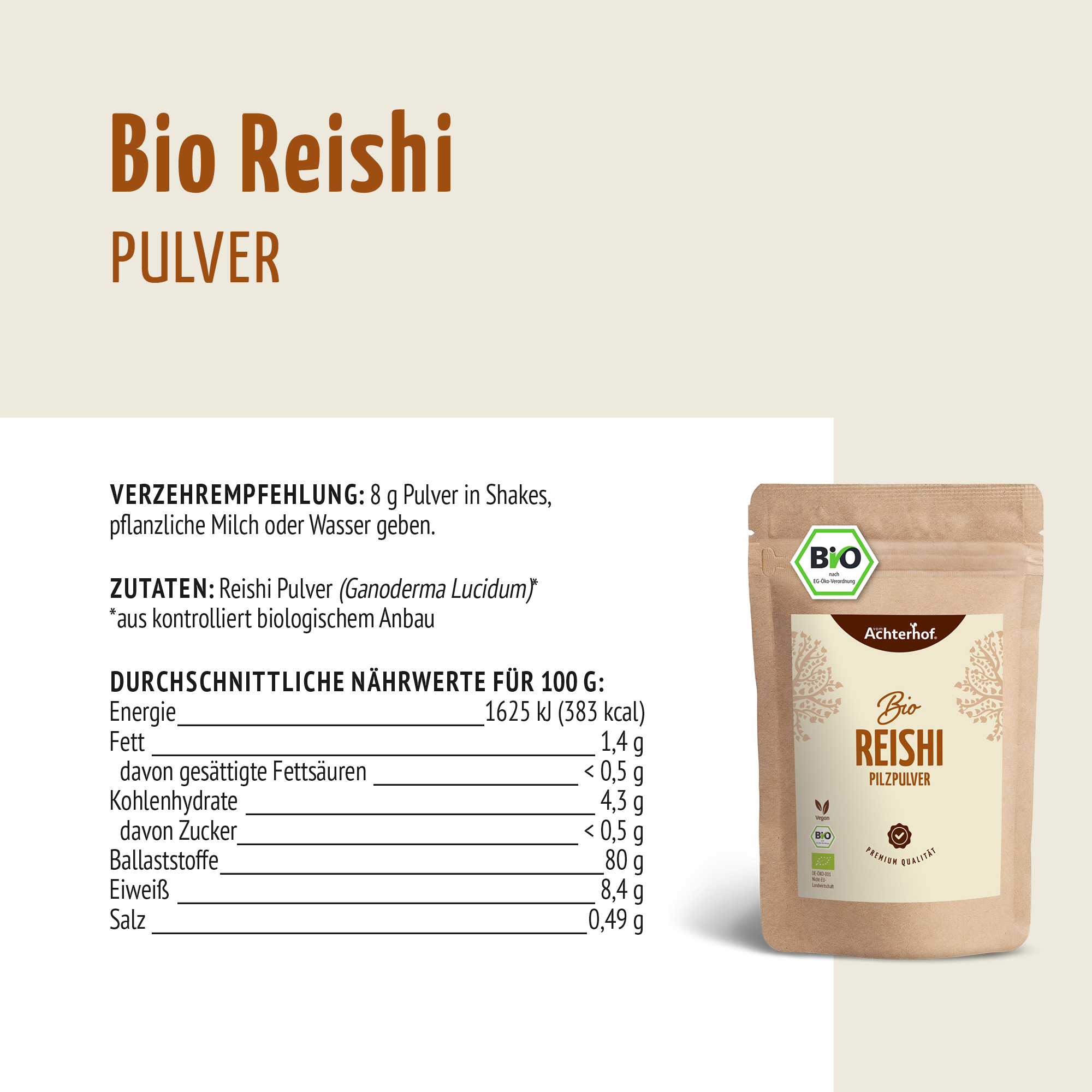 Bio Reishi Pilzpulver (100g)