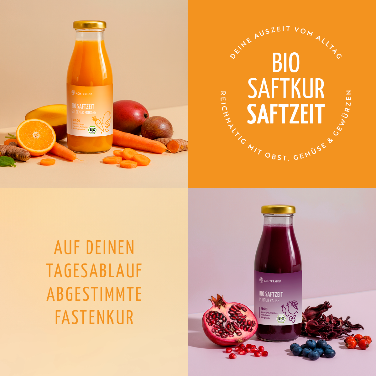 Saftzeit Bio Fastenkur 1-7 Tage (6 Flaschen pro Tag)