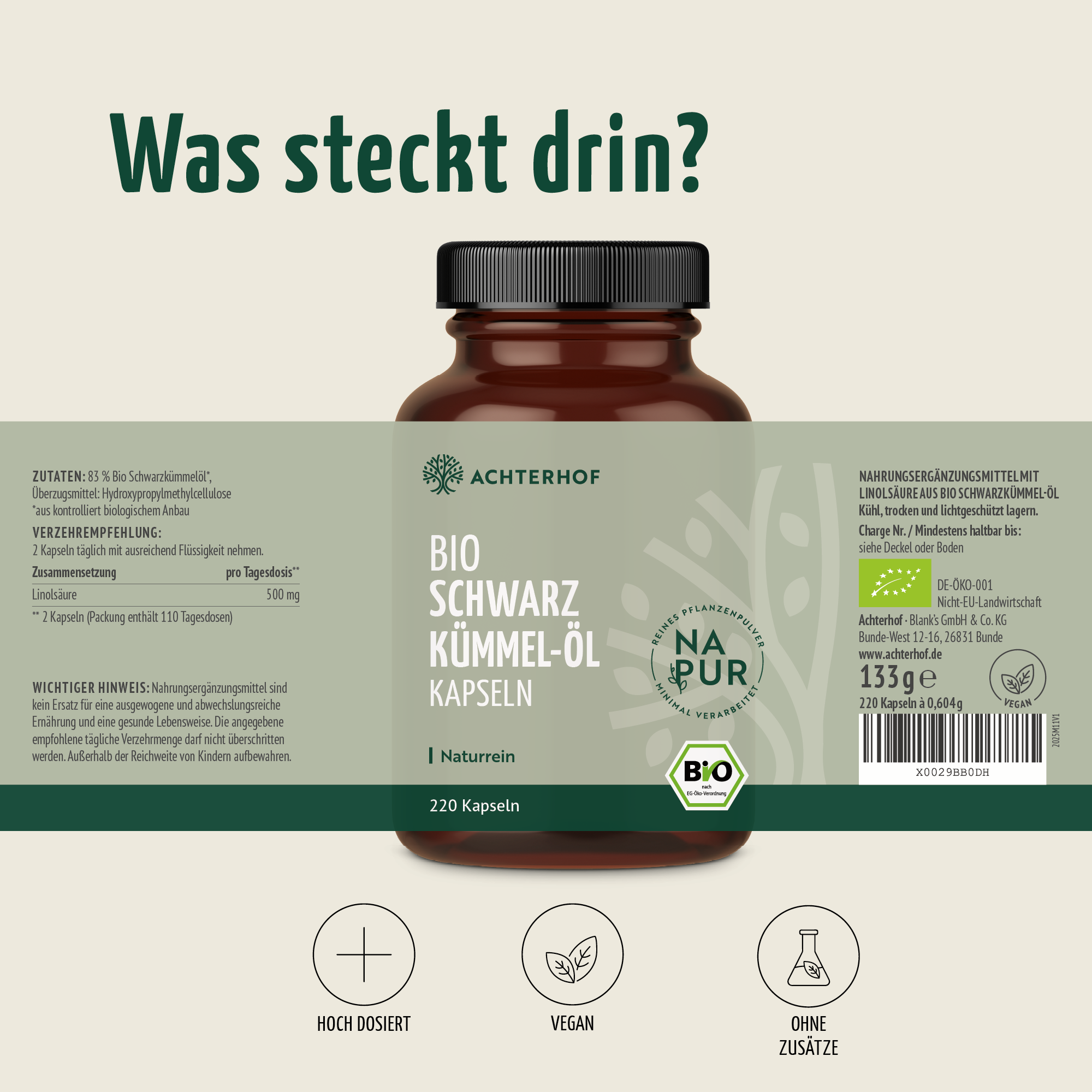 Bio Schwarzkümmel-Öl Kapseln (220 Kapseln)
