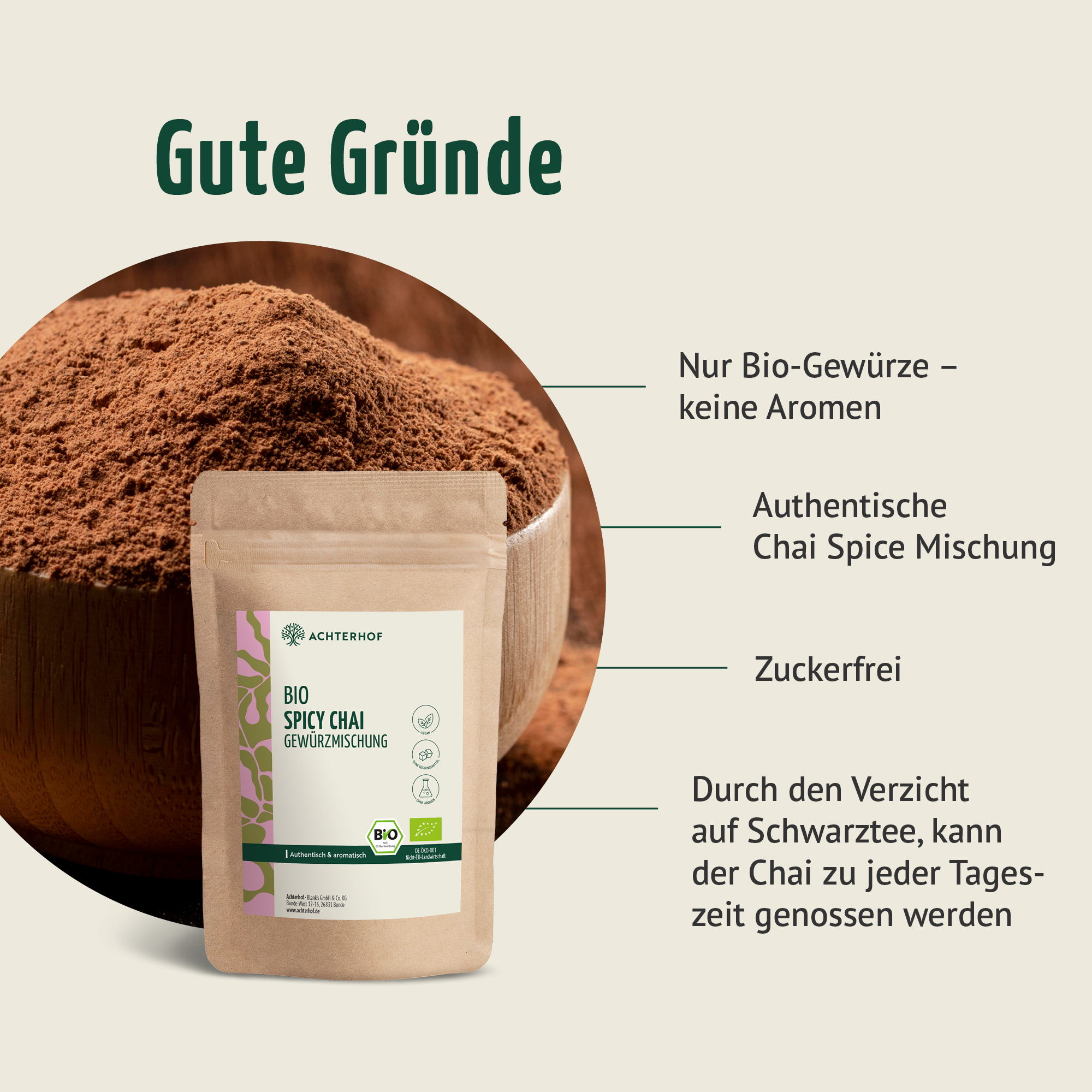 Bio Chai Spice Gewürzmischung – zuckerfrei (250g)