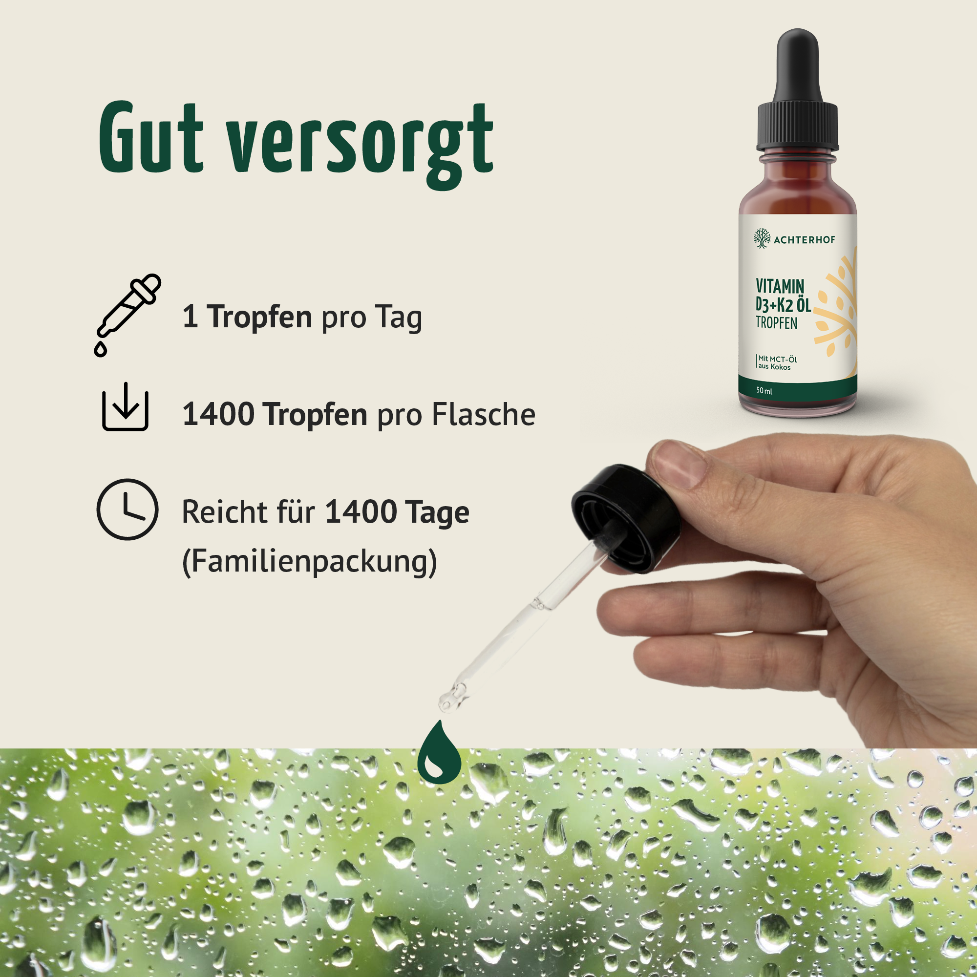 Vitamin D3+K2 Öl Tropfen (50ml)