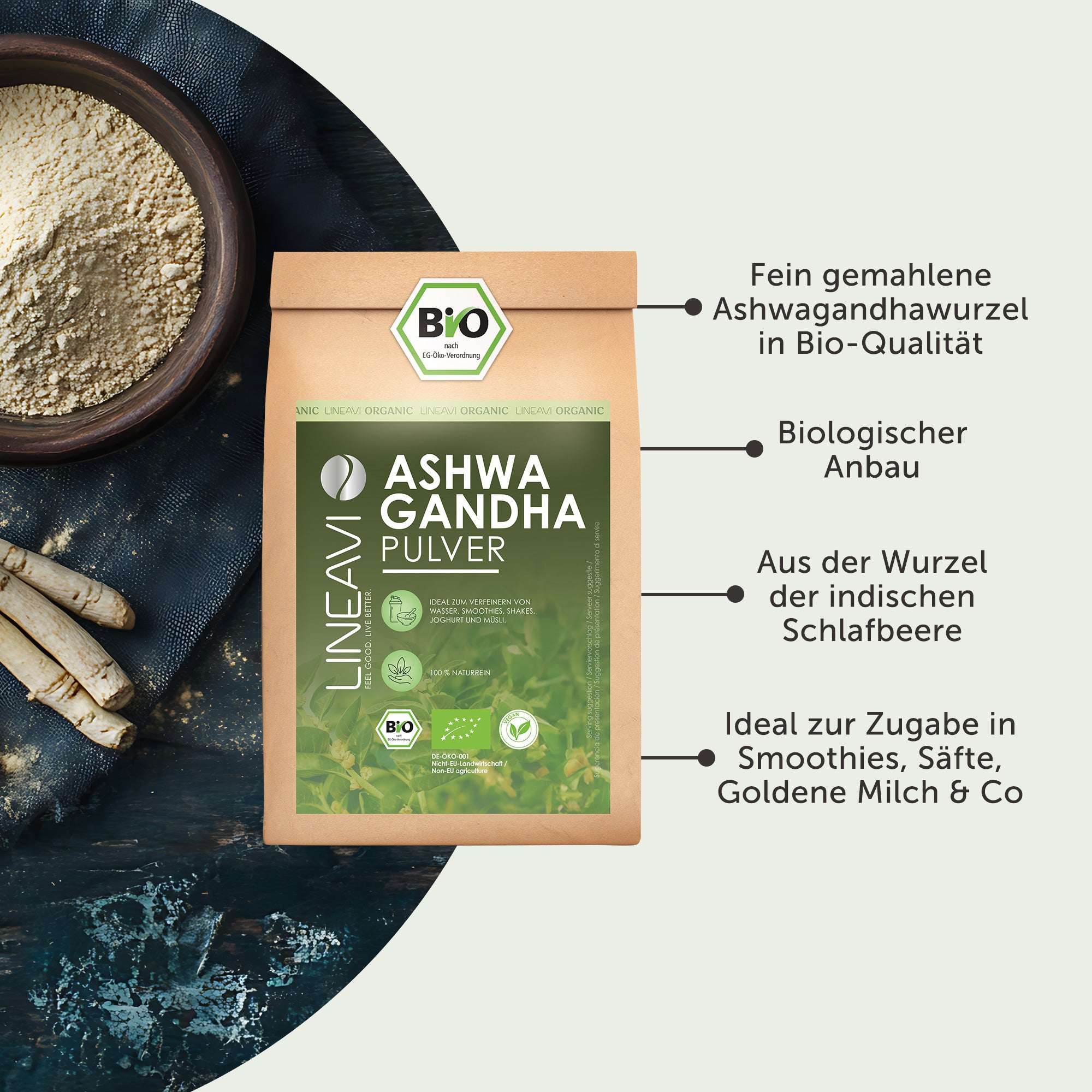 Doppelpack: Ashwagandhapulver bio (2x1000g)