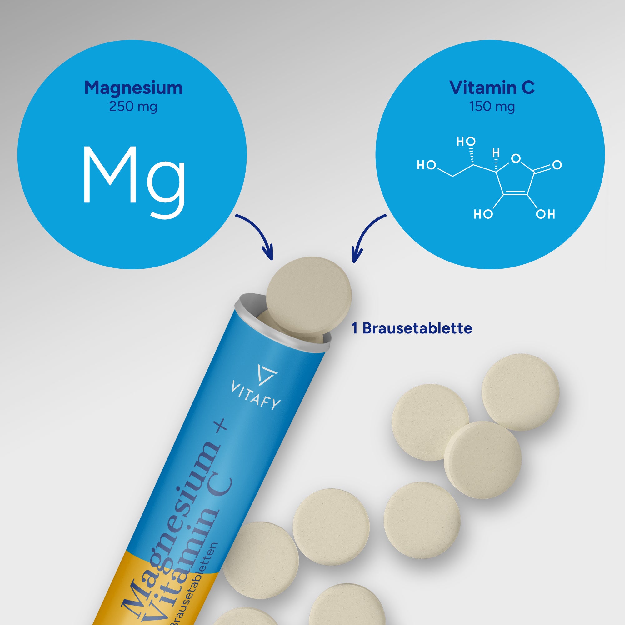 Magnesium + Vitamin C - Orange (20 Brausetabletten) - 6er Pack