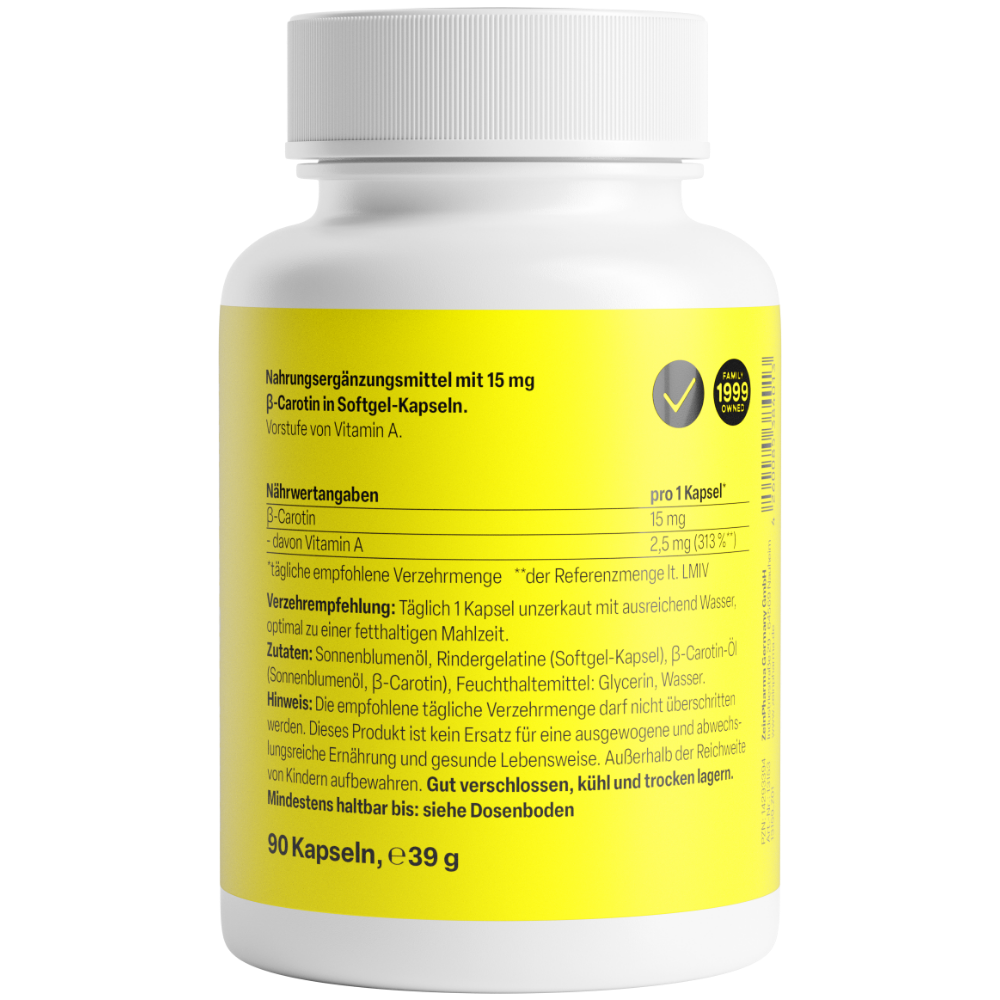 Beta Carotin Natural 15 mg (90 Kapseln)