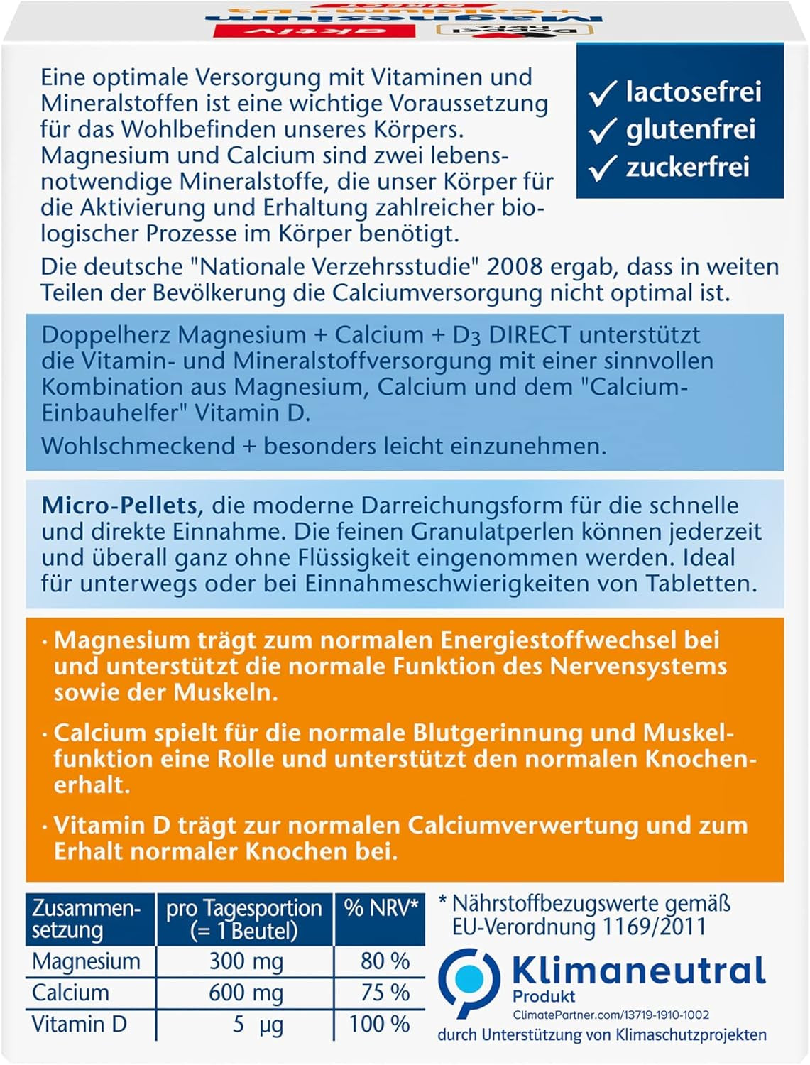 Magnesium + Calcium + D3 Direct (20 Portionen)