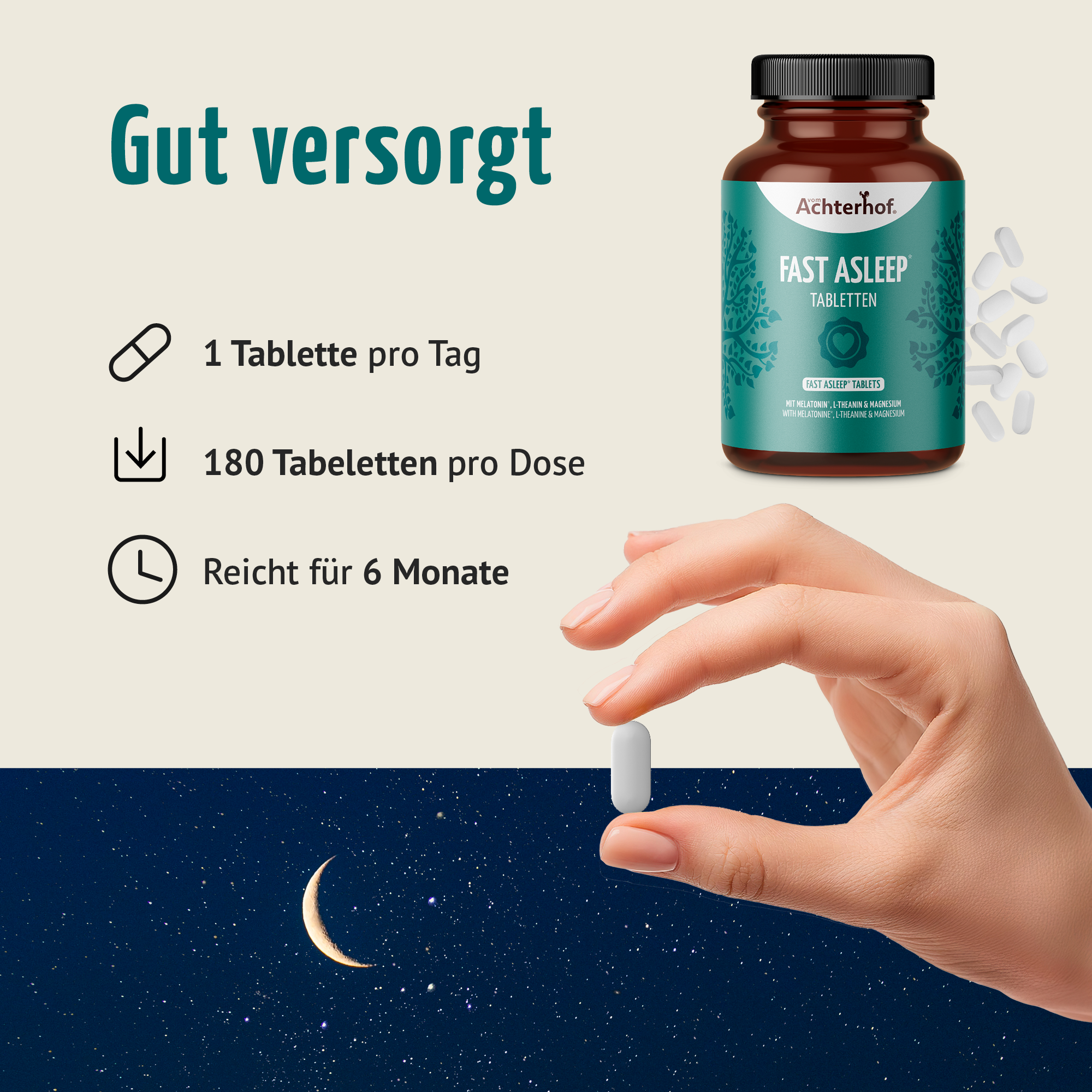 Melatonin Magnesium Komplex Fast Asleep (180 Tabletten)