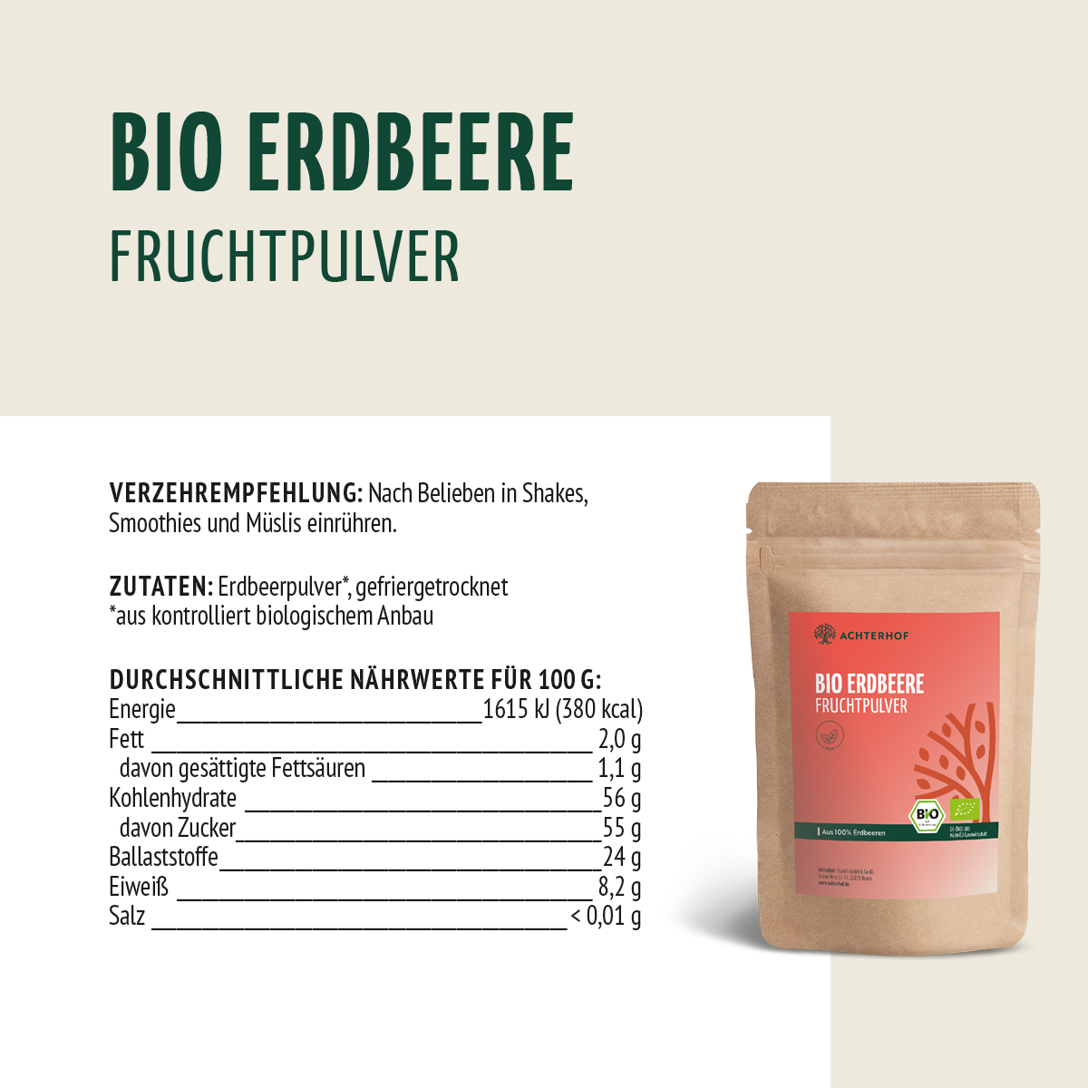 Bio Erdbeere Fruchtpulver (100g)