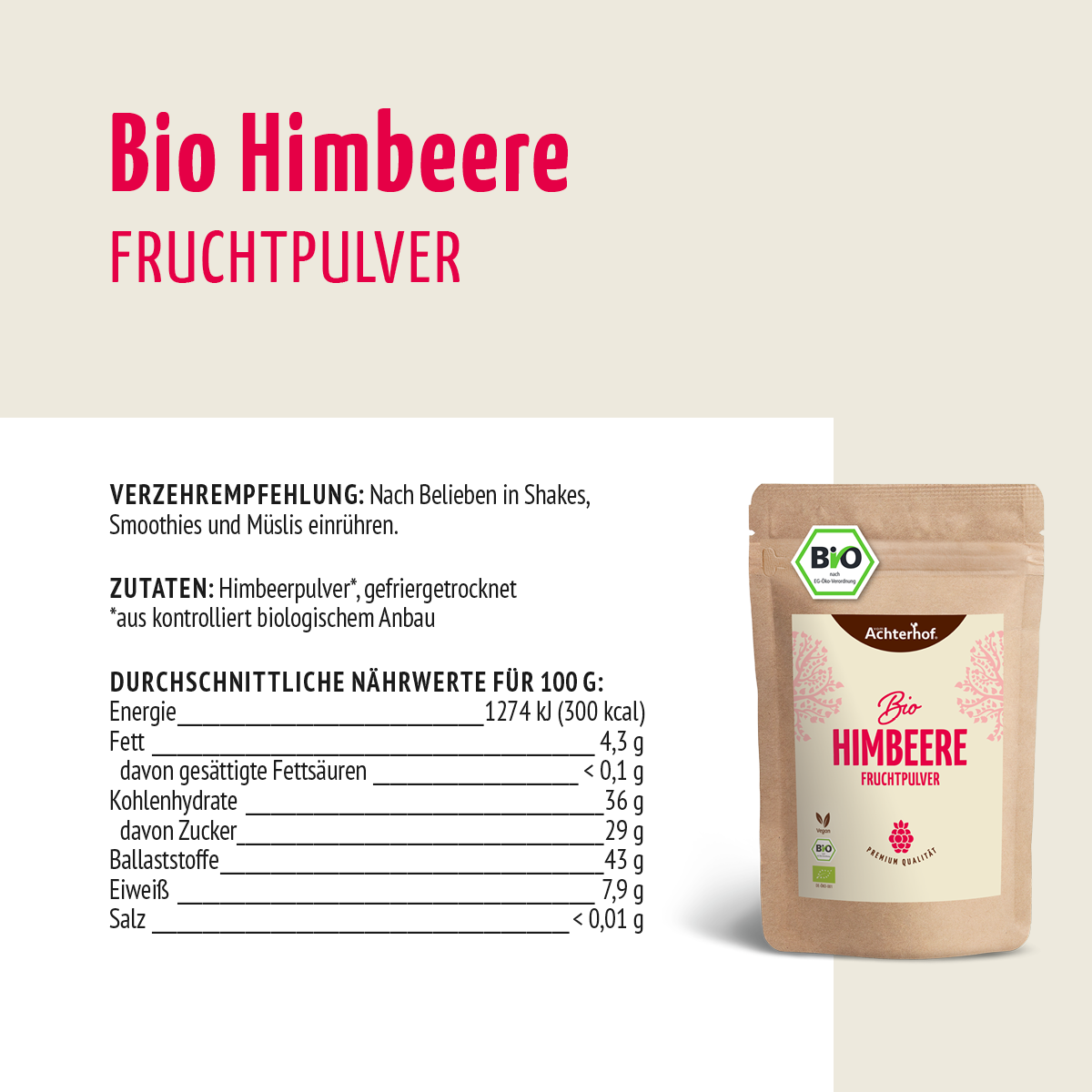 Bio Himbeere Fruchtpulver (250g)