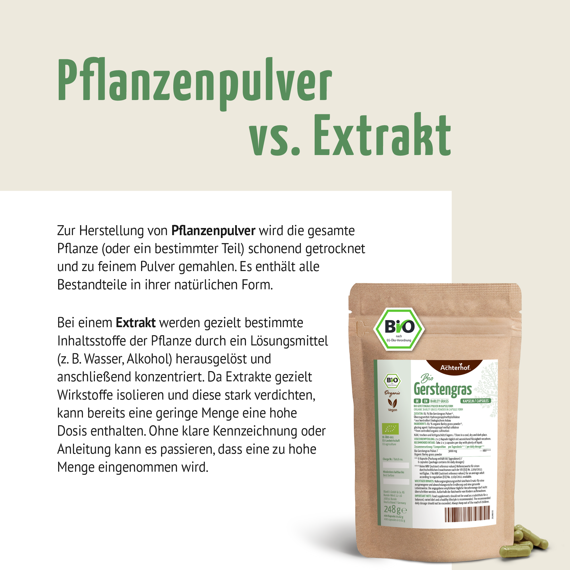 Bio Gerstengras Kapseln Nachfüllpack (400 Kapseln)