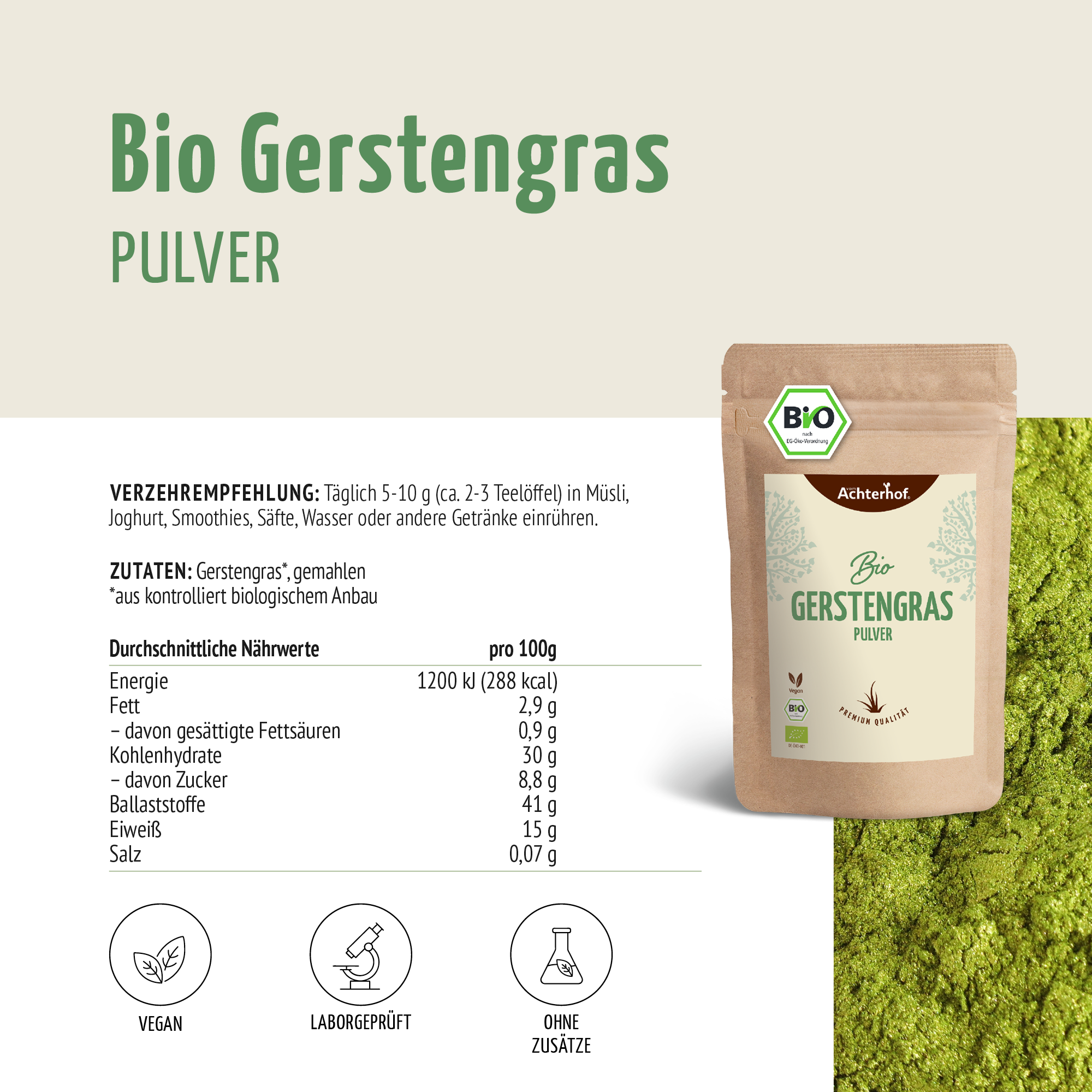 Bio Gerstengras Pulver (1000g)