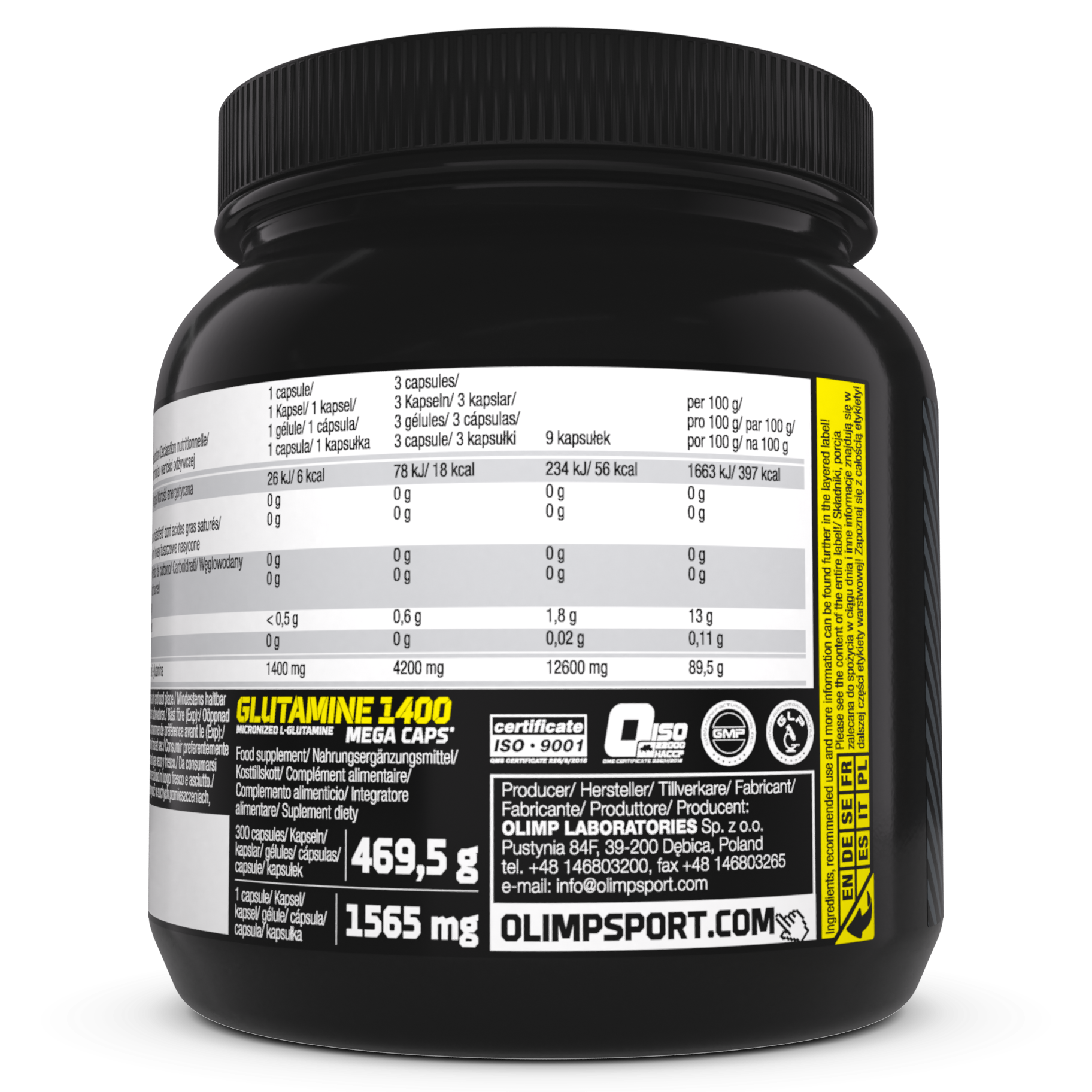Glutamine Mega Caps 1400 (300 Kapseln)