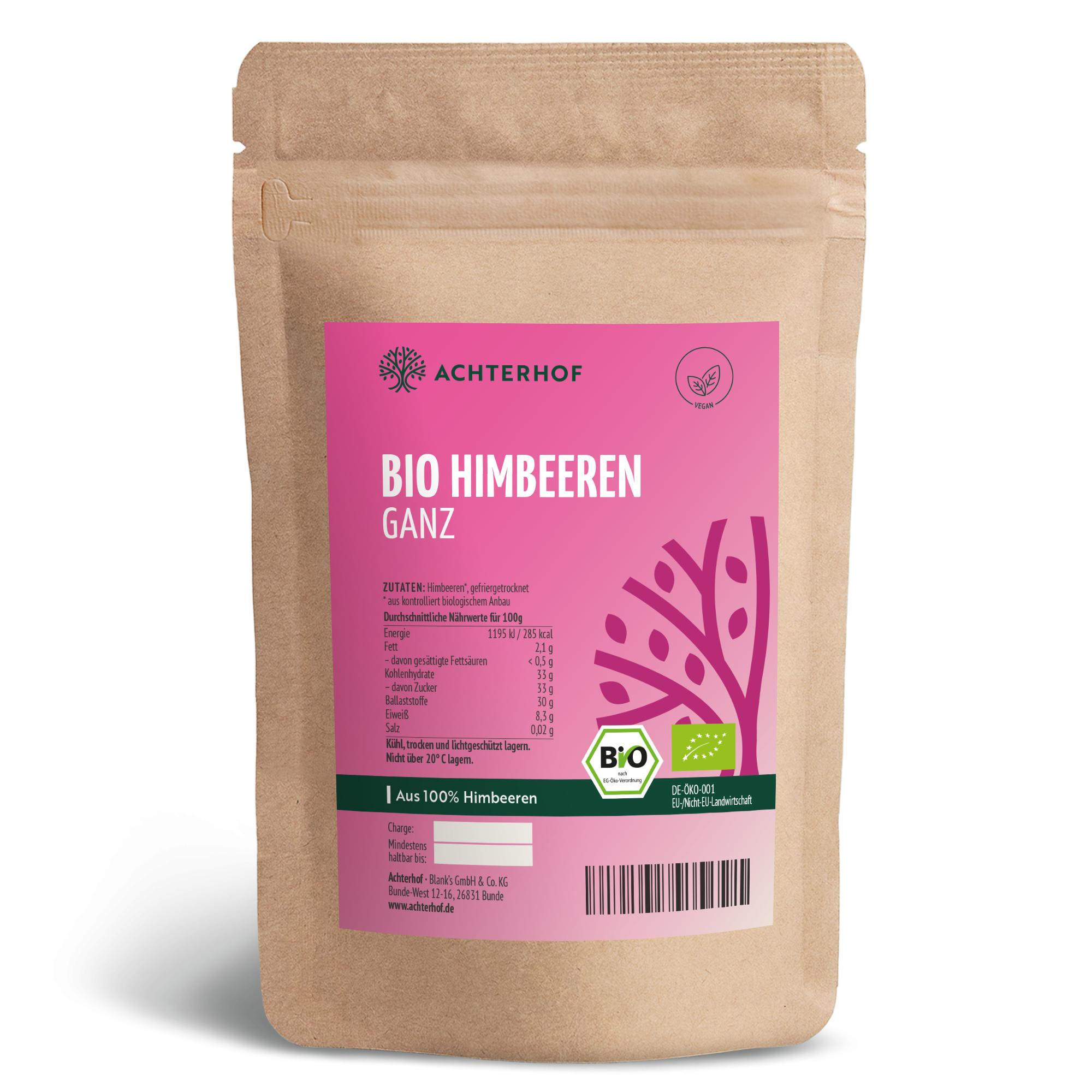 Bio Himbeeren gefriergetrocknet (100g)