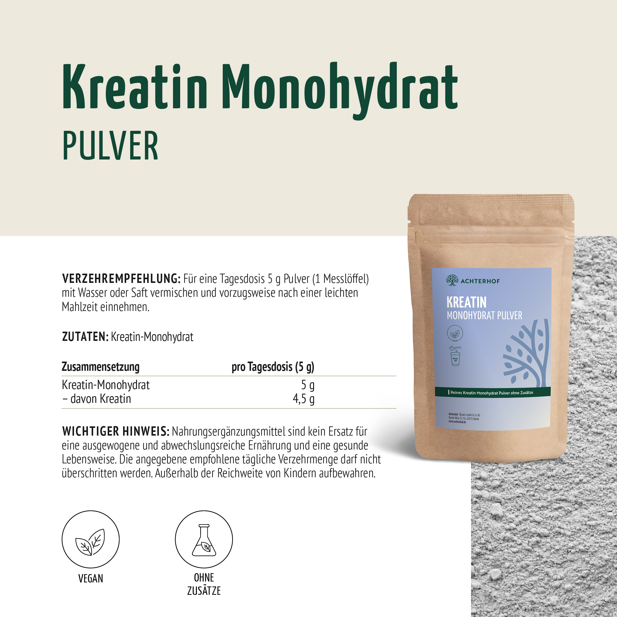 Kreatin Monohydrat Pulver (500g)