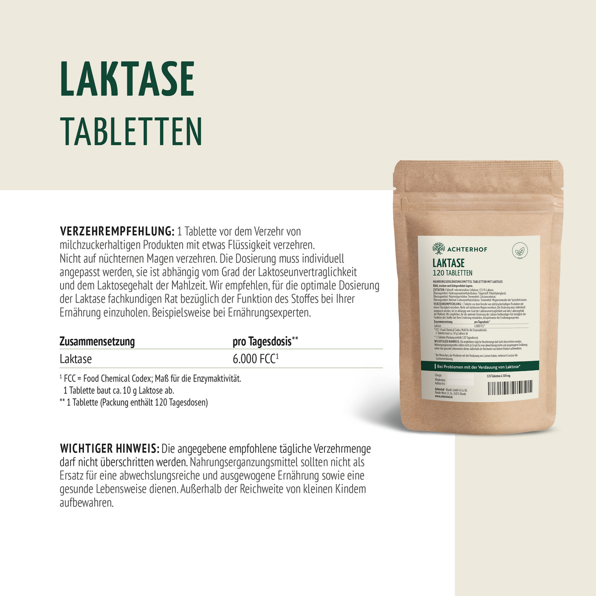Laktase Tabletten (120 Tabletten)