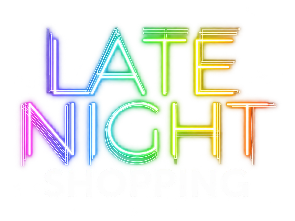 Late Night Shopping Schriftzug im Neon-Stil