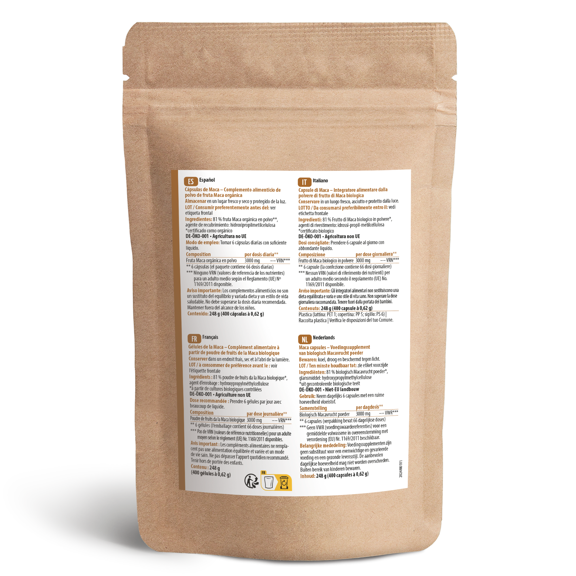 Maca Kapseln Bio Nachfüllpack (400 Kapseln)