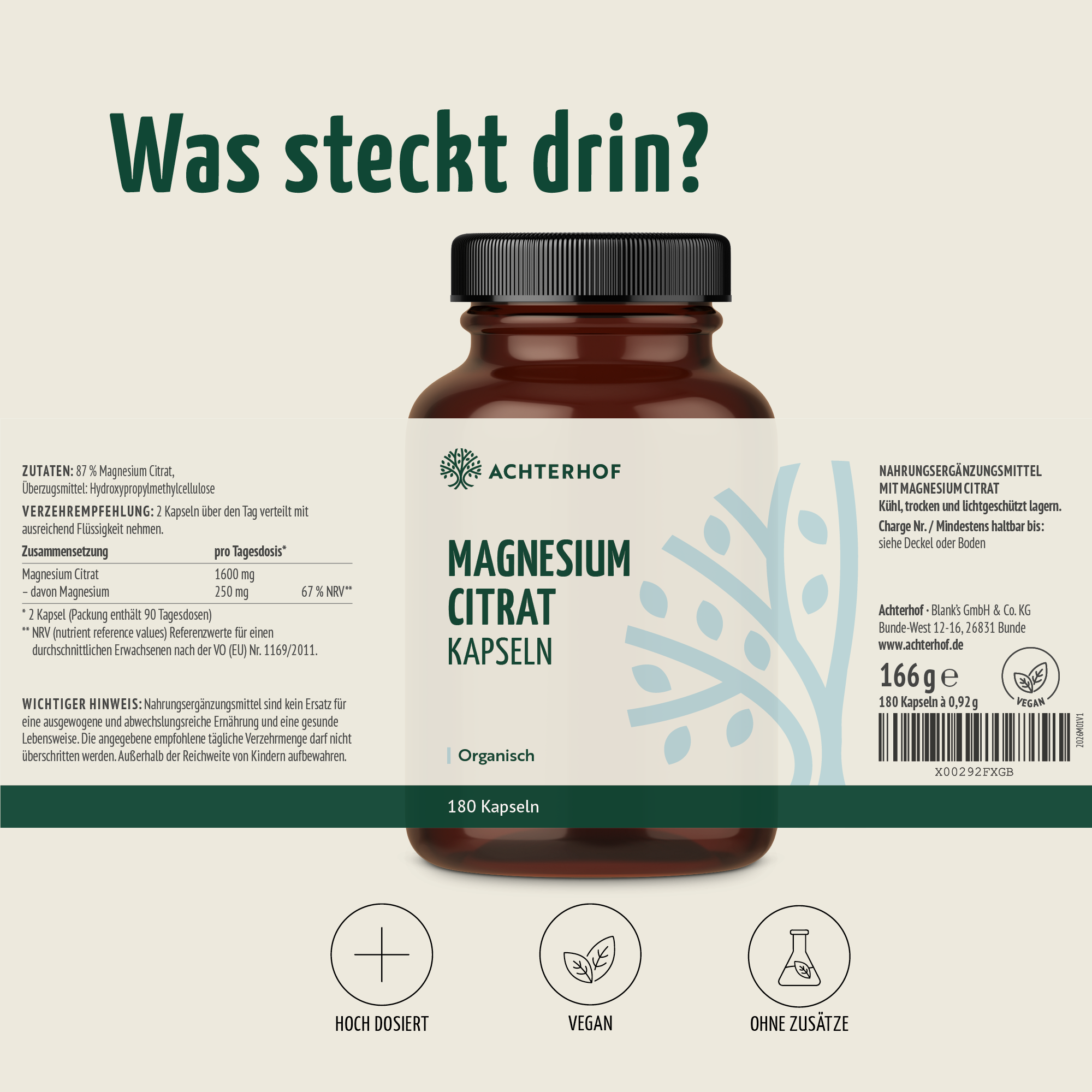 Magnesiumcitrat Kapseln (180 Kapseln)