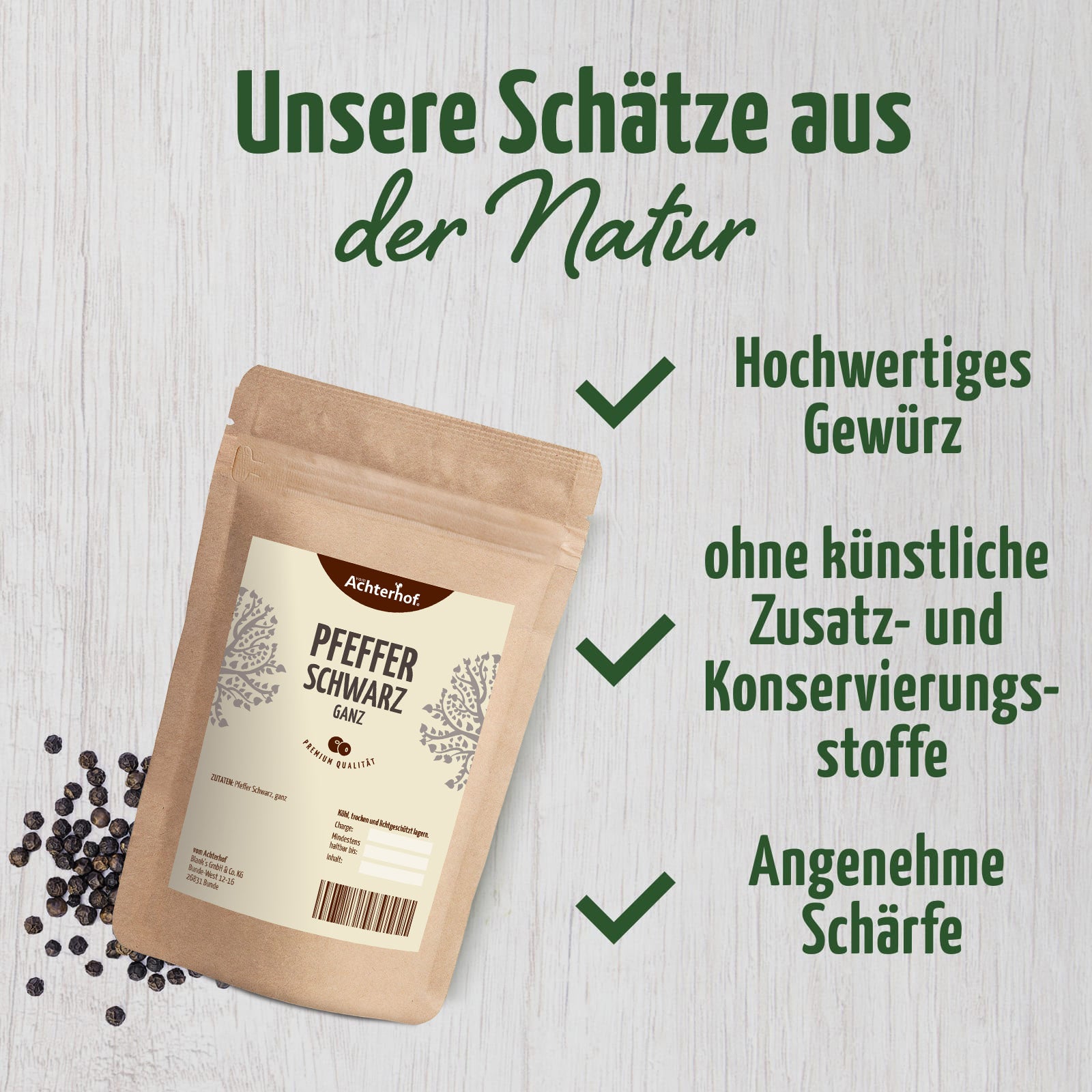 Pfeffer schwarz ganz (250g)