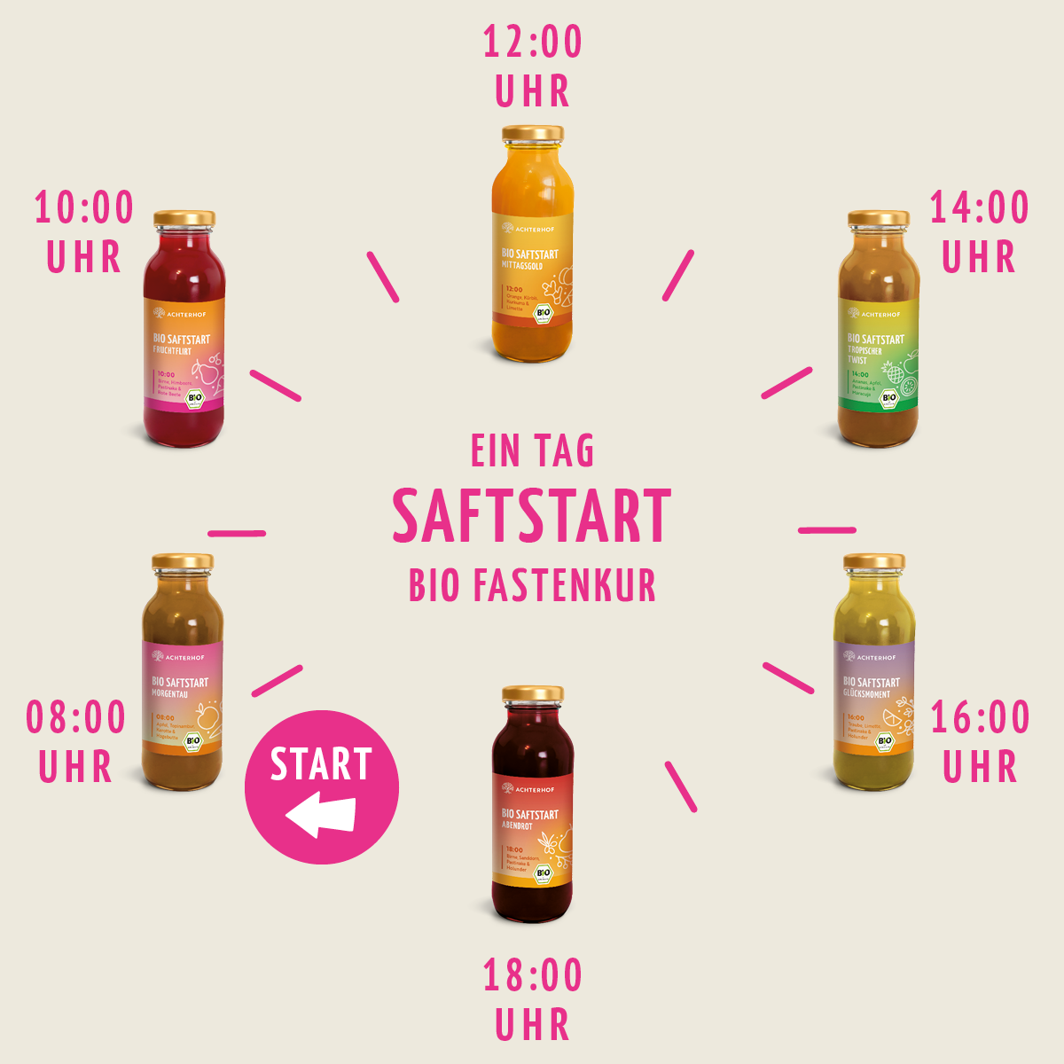 Saftstart Bio Saftkur 1-7 Tage (6 Flaschen pro Tag)