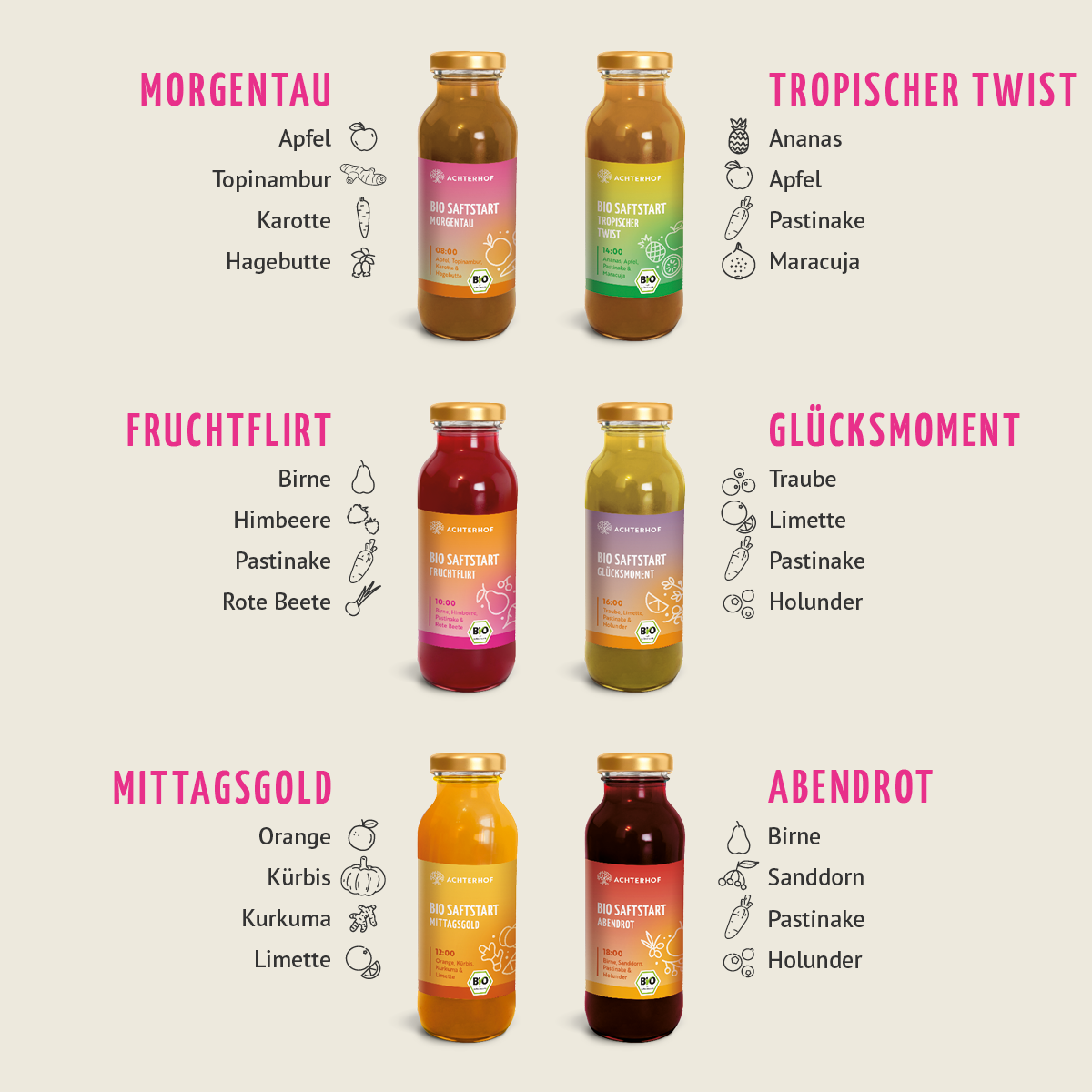 Saftstart Bio Saftkur 1-7 Tage (6 Flaschen pro Tag)