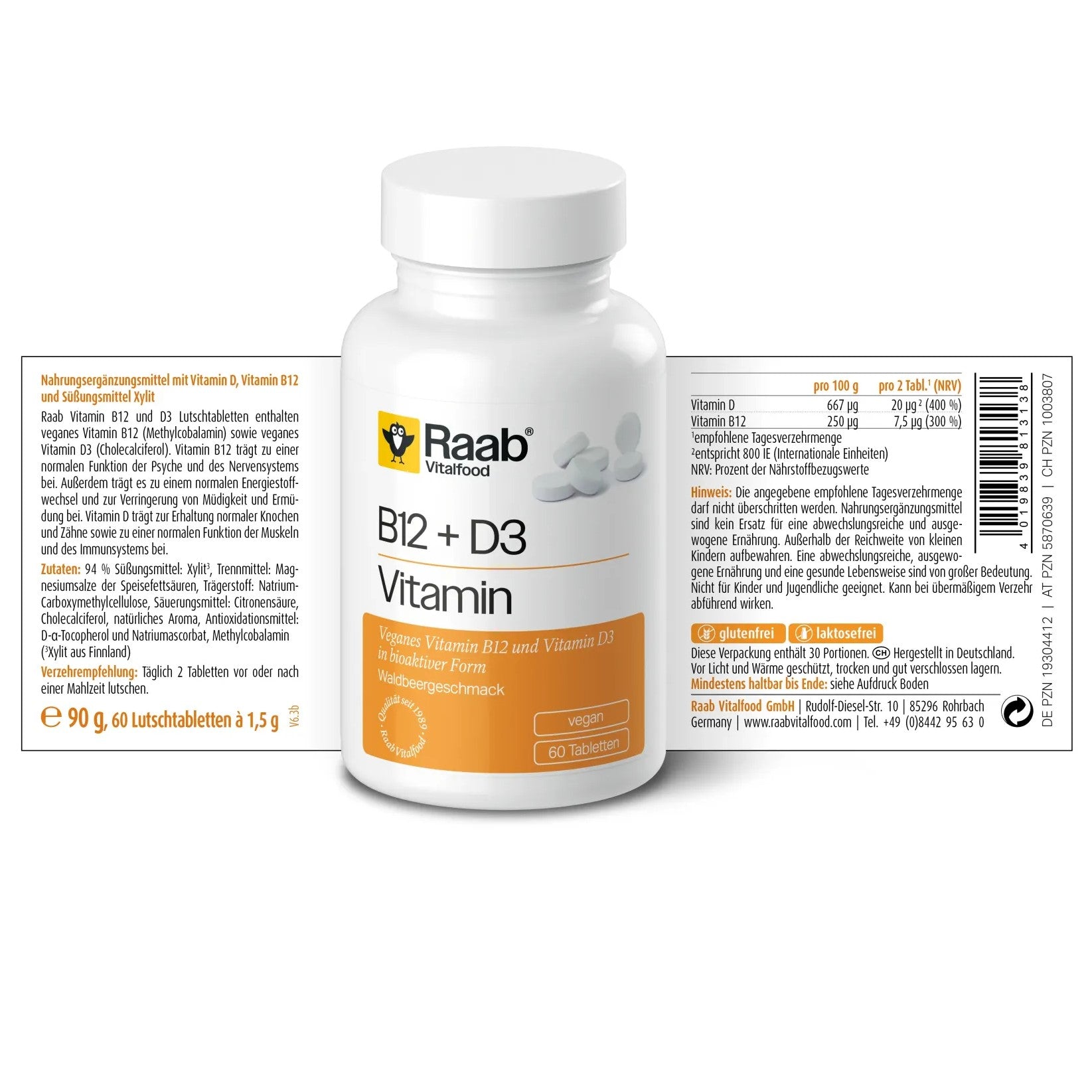 Vitamin B12 + D3 (60 Lutschtabletten)